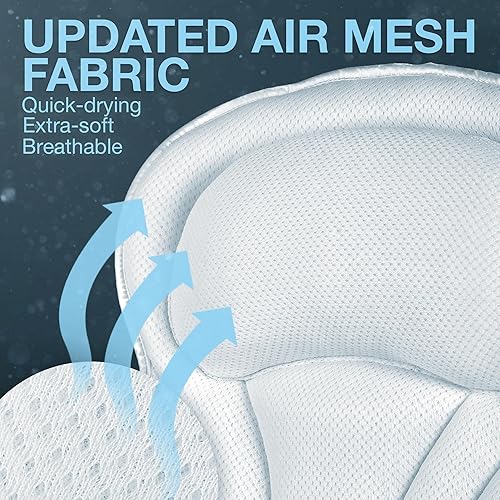 Miniatura 6 de Premolux Almohada de baño  Almohada de bañera de apoyo para la espalda con ventosas antideslizantes  Almohadas de baño 4D acolchadas extra cómodas