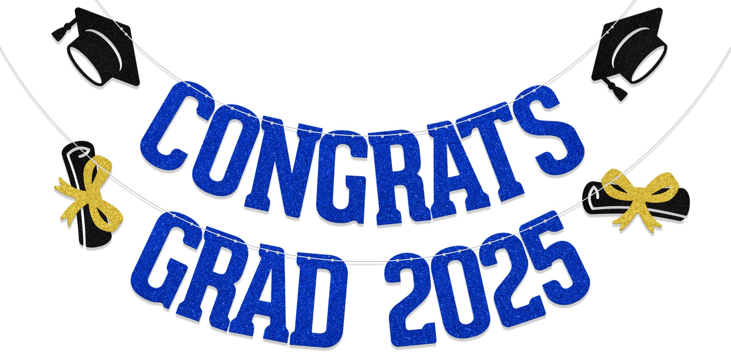 Congrats Grad 2026 Banner,Happy Graduation Party Decoration, Class Of 2026 Grad Party Supplies Blue, Black