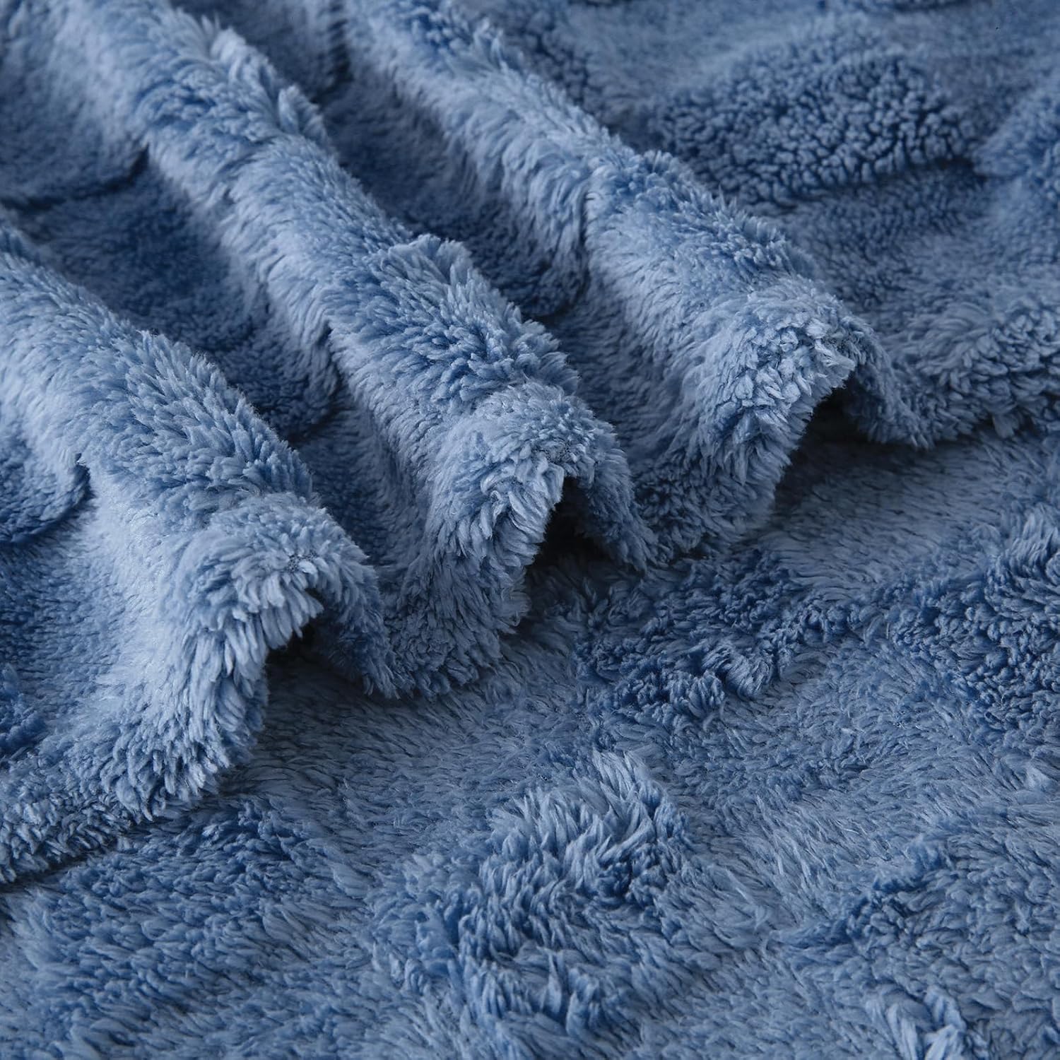 Dusty Blue Fleece Throw Blanket 50”×60” for Couch Sofa Bed,Super Soft Cozy Plush Microfiber Flannel Blanket with 3D Checkered Design Lightweight for Adults,Woman,Girls - Image 7