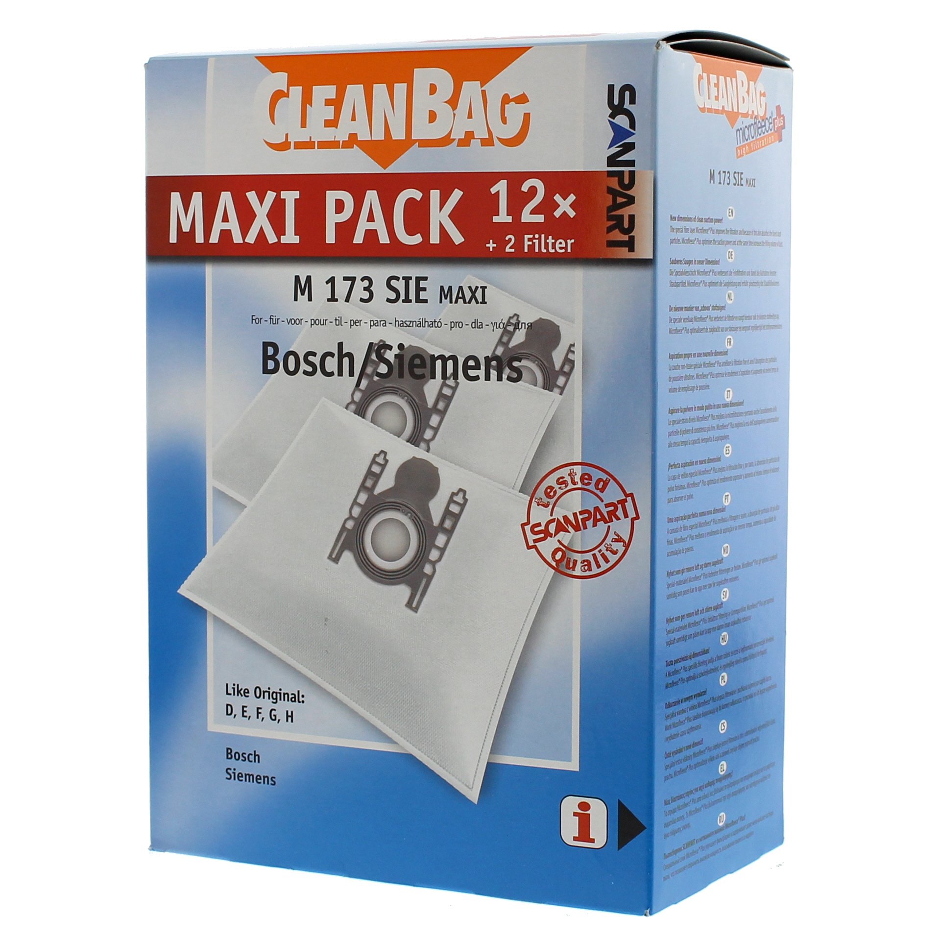 Scanpart Worek do odkurzacza Maxi Pack M 173 SIE; jak oryginalny Bosch, Siemens: D, E, F, G, H