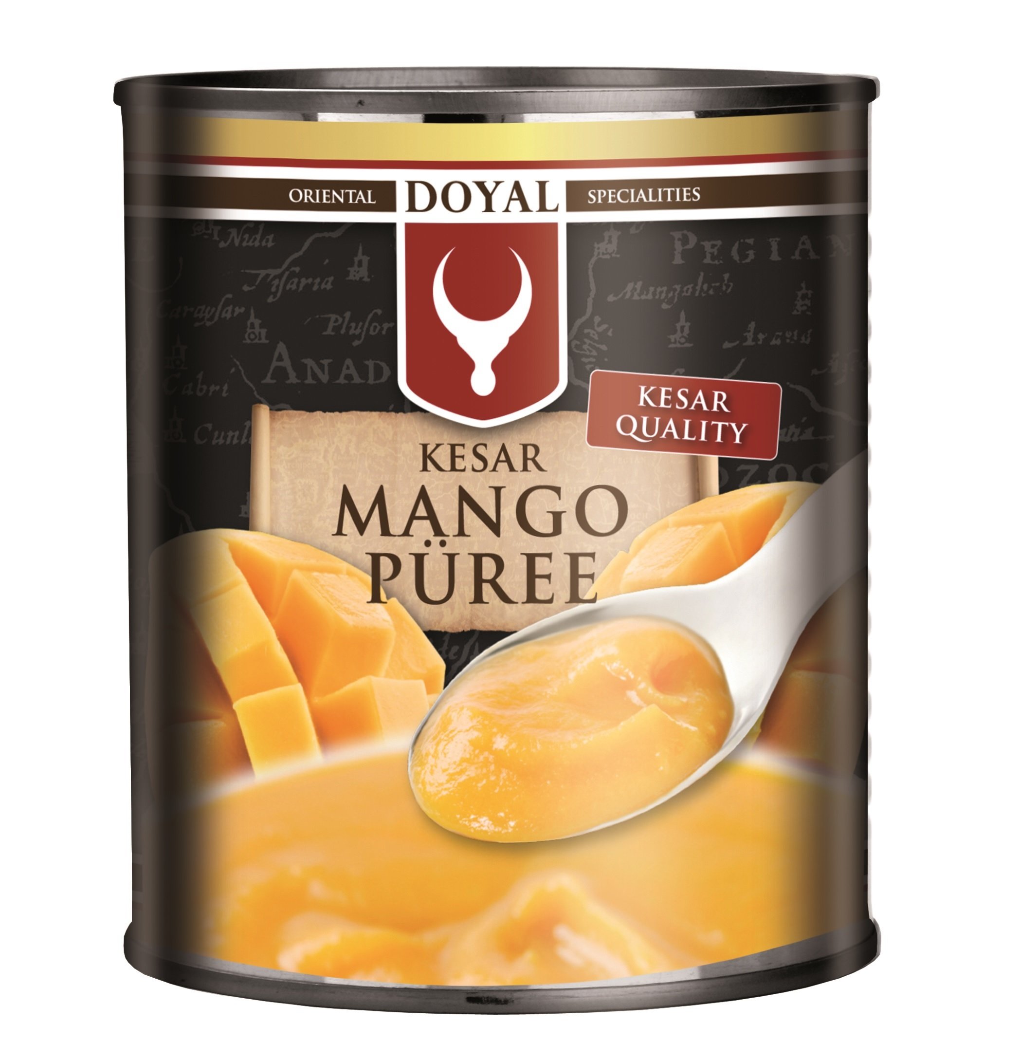 [ 12x 850g ] DOYAL Mango Püree KESAR/pürierte Mango/Kesar Quality/Mangopüree + ein kleines Glückspüppchen - Holzpüppchen