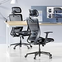 Vista 8 de FLEXISPOT Silla ergonómica de oficina con respaldo alto de malla giratoria para computadora, sillas de escritorio para oficina en casa con ruedas