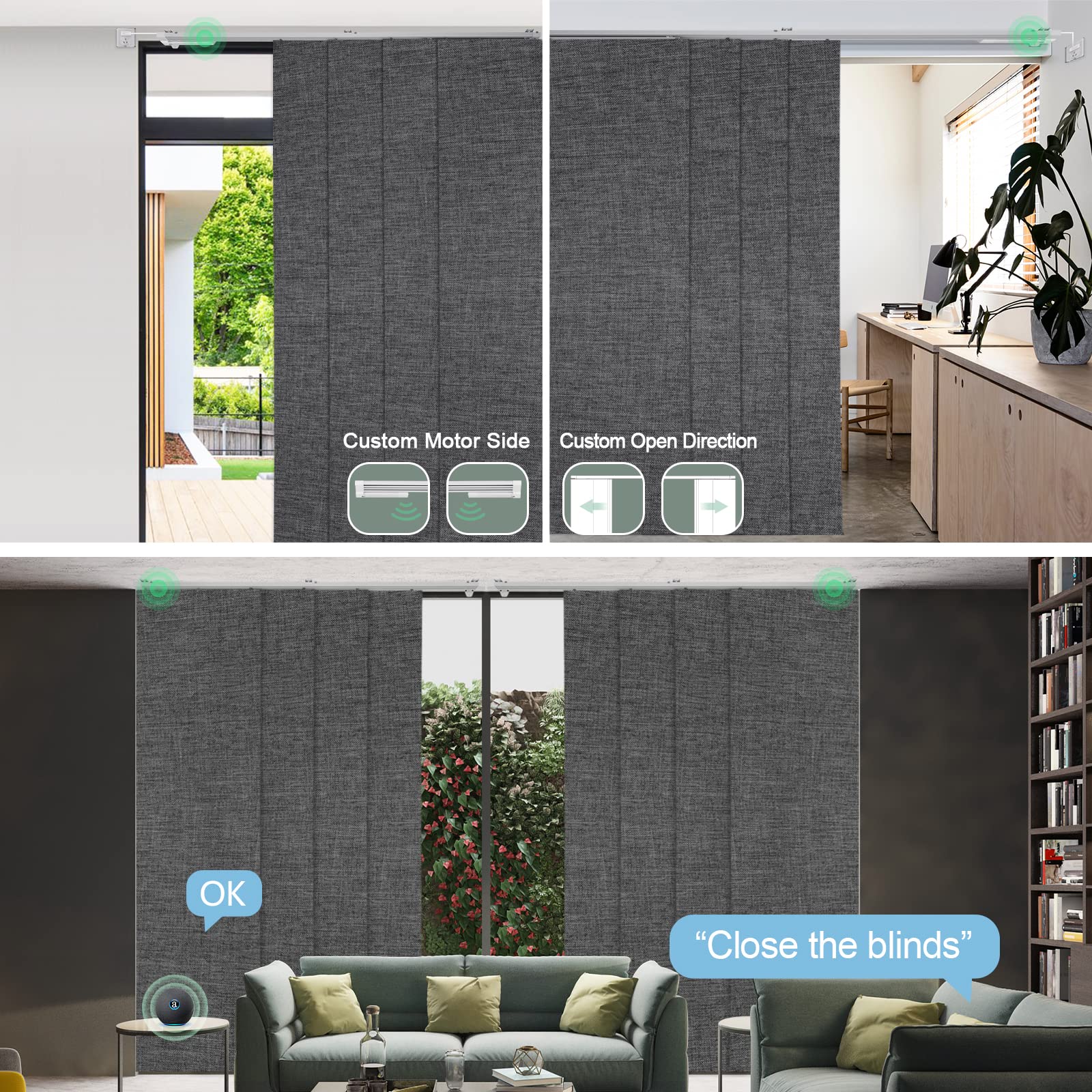 Yoolax Costom smart panel track blinds,motorized sliding panel blinds