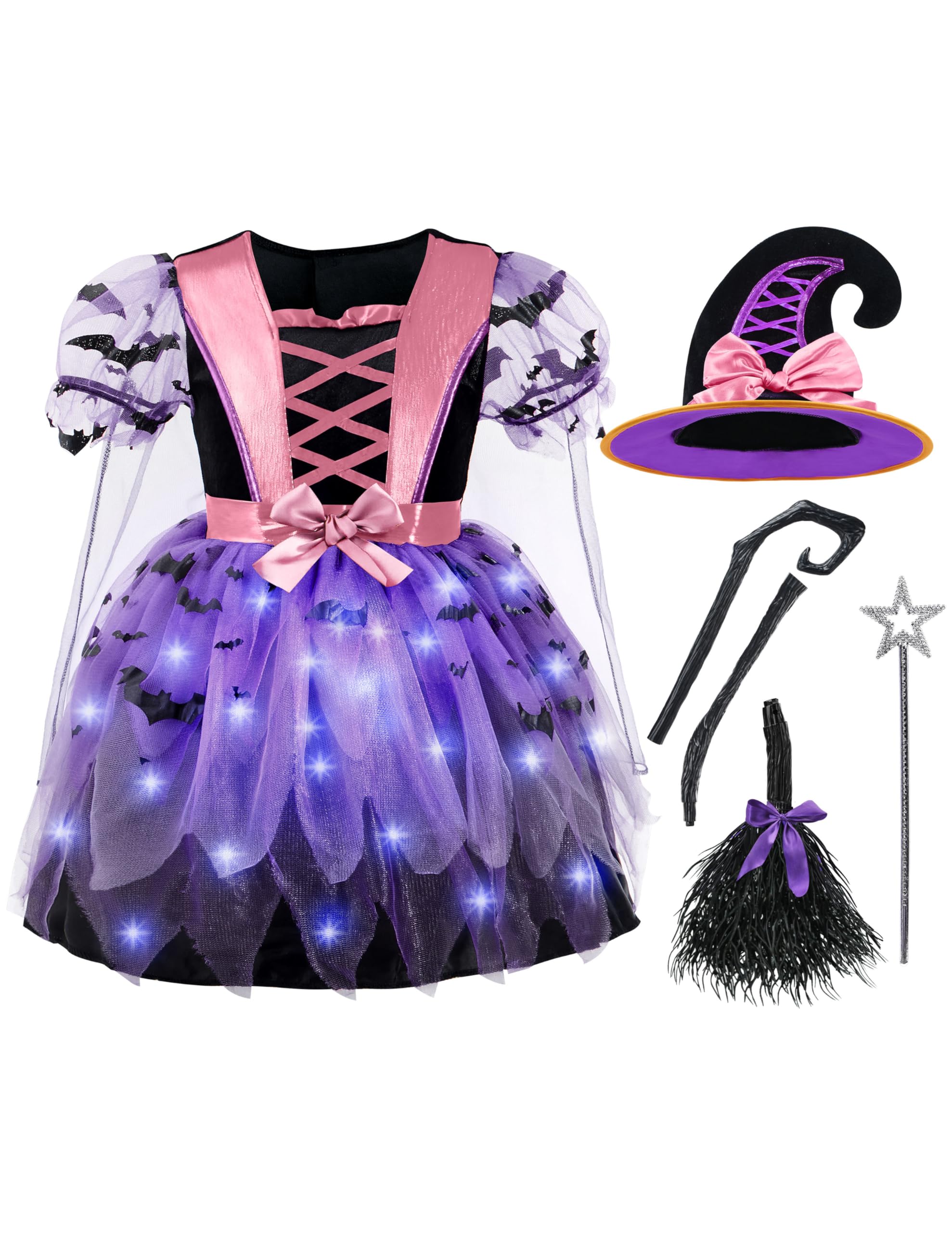 Spooktacular Creations Girls Light Up Witch Costume