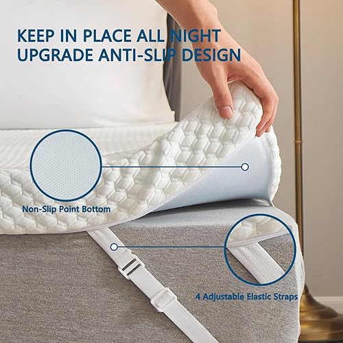 Miniatura 5 de Yarnsoft Cubrecolchón de espuma viscoelástica de gel de 3 pulgadas, tamaño individual para dolor de espalda, funda de colchón refrescante,