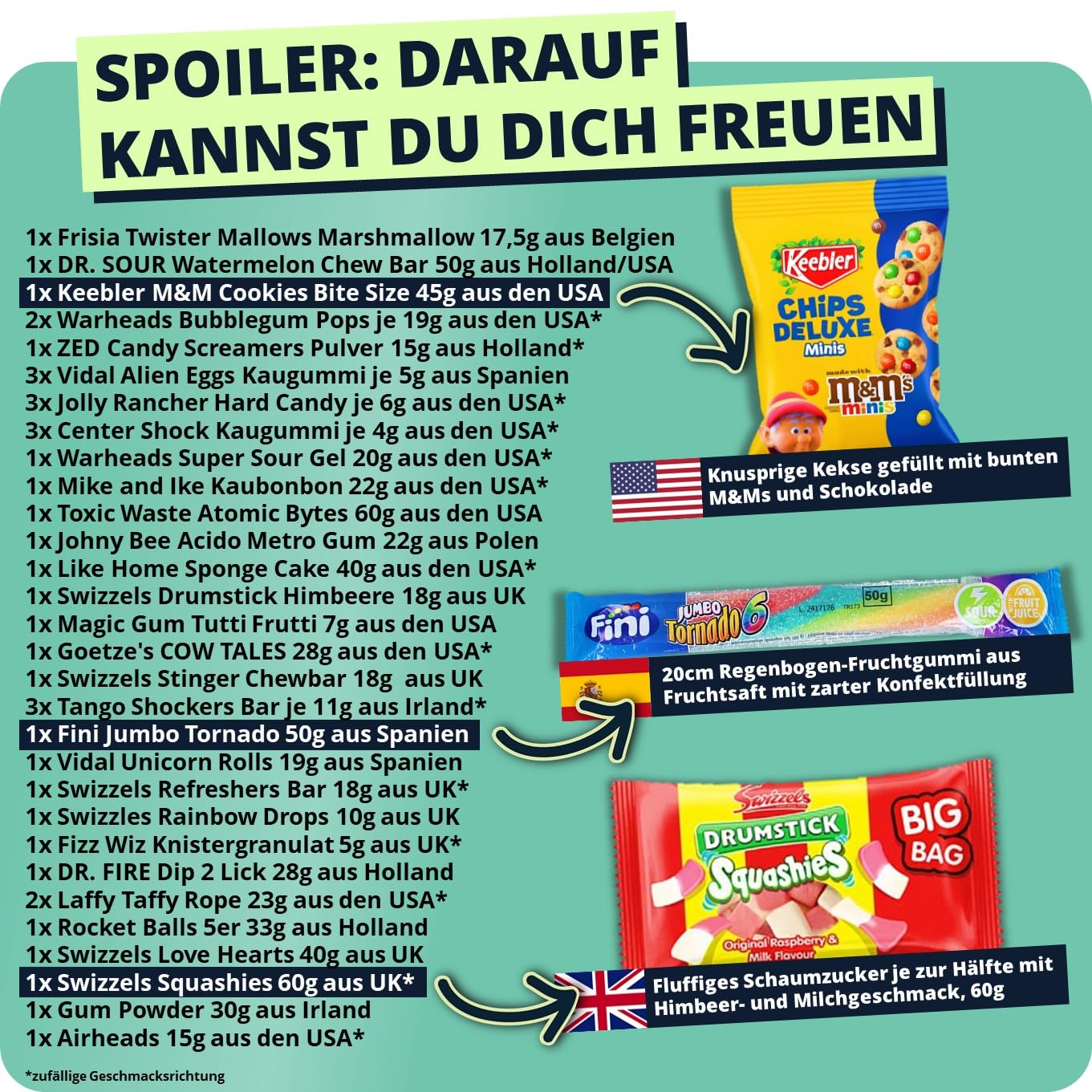 40 Trend-Süßigkeiten aus aller Welt in einer Box auch als Geschenk z.B. zum Geburtstag - XXL Mix mit amerikanischen Süssigkeiten und Sweets