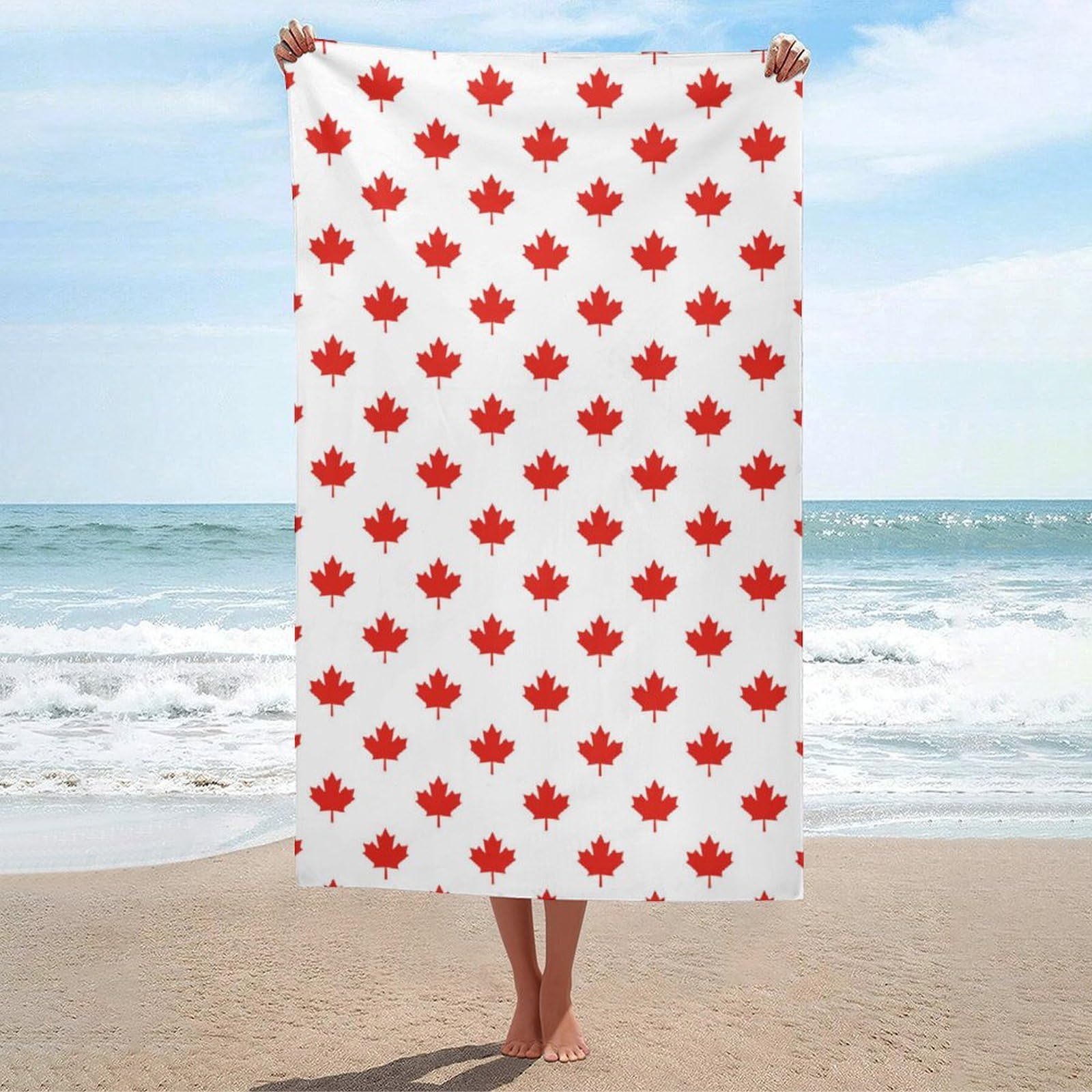 LEDFCVSU Beach Towel, Canadian Maple Leaf Bath Towel, Absorbent Towel for Swimming, Sports, Travel