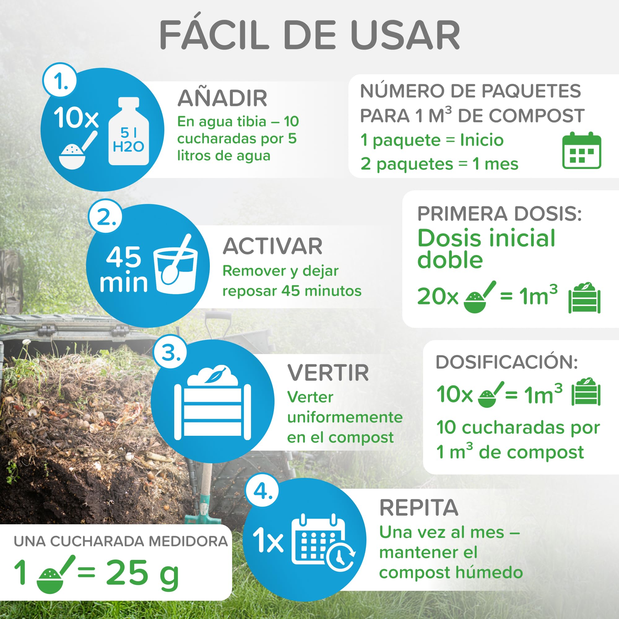 Mr. Bacteria No. 4. Limpiador Bio-enzimático para su Compost, Acelerador Orgánico de compostaje con microorganismos, Acelera y Mejora el compostaje 500 g - 1 Unidad