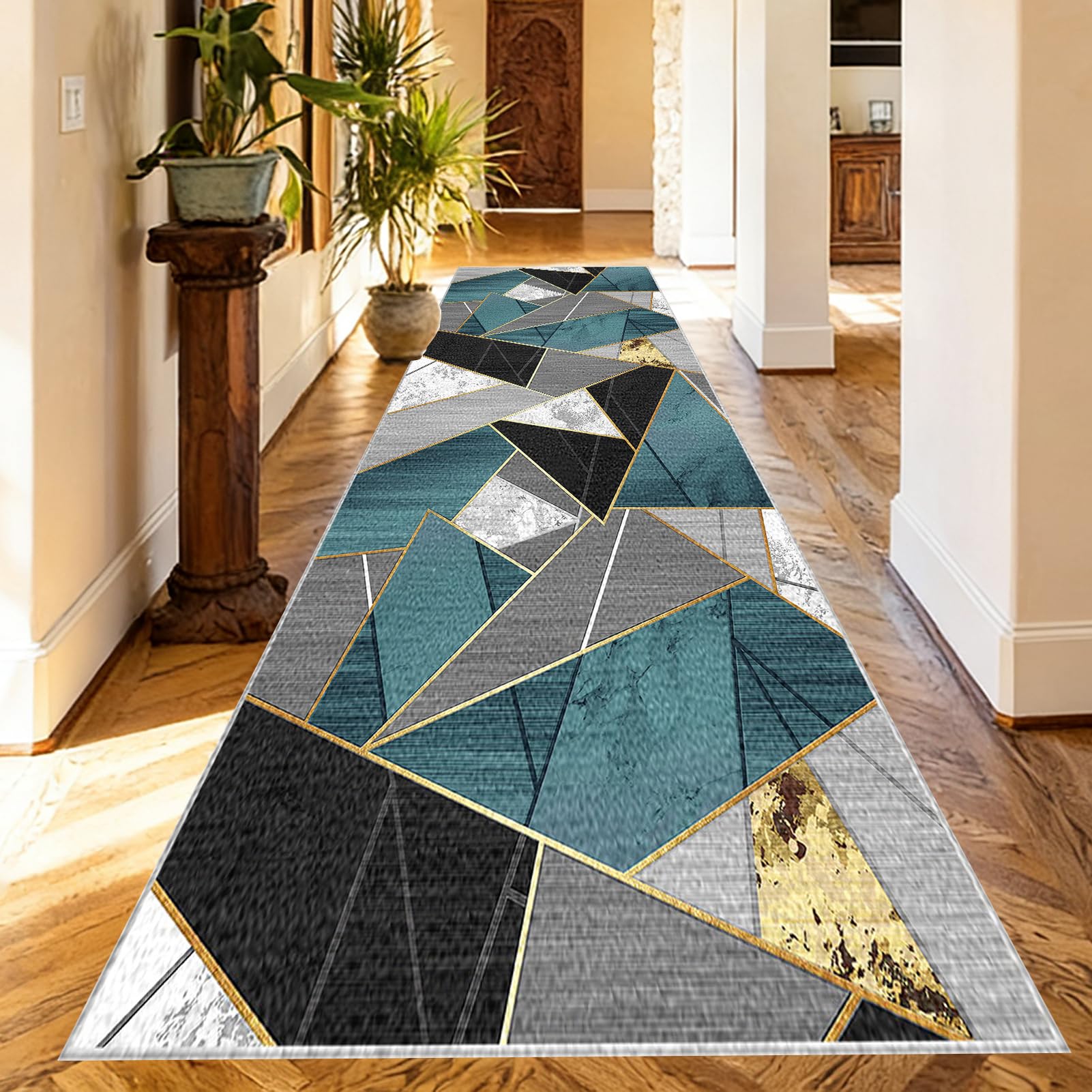 Washable Runner Rugs for Hallway Kitchen Carpet Runners Non Slip Hall Runner Rugs Long Hallway Rug Carpet Floor Mat for Hallway Entryway Laundry Room Living Room Area Rug Narrow Rugs 120 x 450 cm