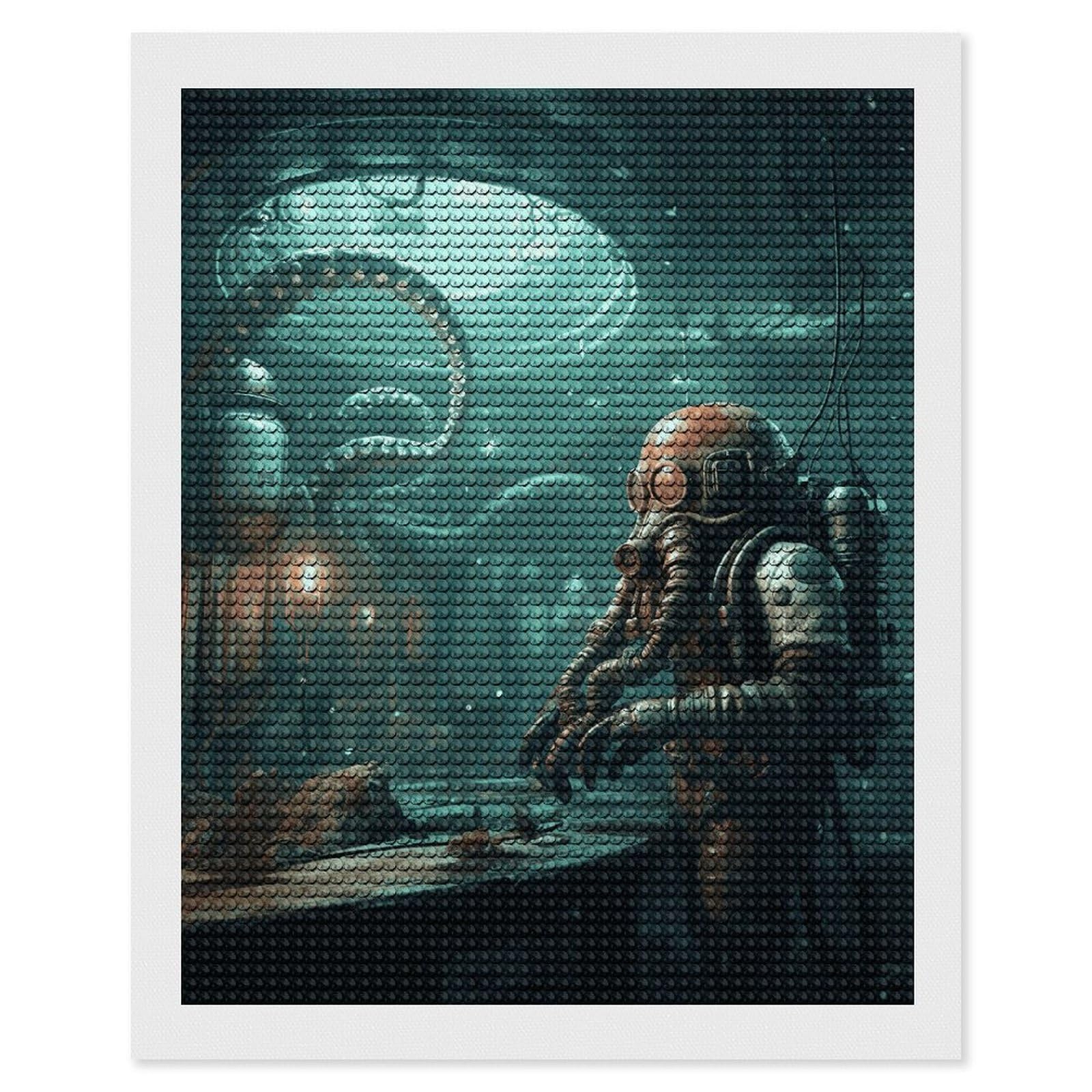 Cool Octopus Diver Diamond Art Kits for Adults, DIY 5D Diamonds Painting Kits for Beginner, Round Full Drill Diamond Dots Painting, Diamonds Pictures Gem Art and Crafts Wall Decor 16"x20"