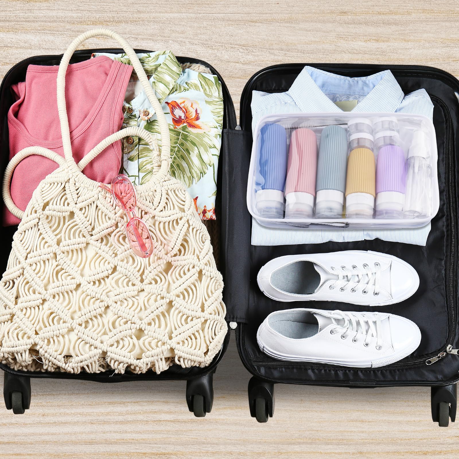 20 Pezzi Contenitori da Viaggio per Liquidi, Kit Viaggio Liquidi in Silicone, Boccette Flaconi da Viaggio 90 ml Riutilizzabili per Shampoo, Lotion, Crema e Cosmetici, Nessun BPA (Colore)