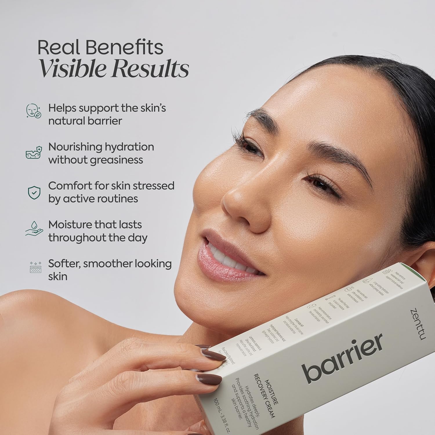 Korean Moisturizer for Face, Ceramide Moisturizer Face Cream for Dry Sensitive Skin Barrier Support, Barrier + Microbiome Support Moisturizer Recovery Cream | 3.38 fl oz