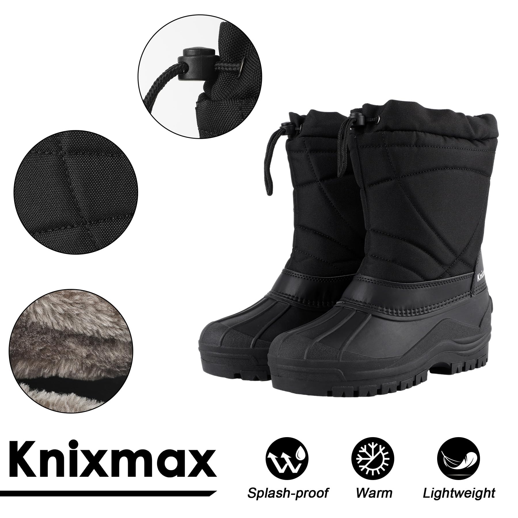 Knixmax Stivali da Neve per Donna e Uomo Stivali Invernali Foderati in Pelliccia Suole Impermeabili Scarpe Calde Stringati per Giardino, Fattoria e Outdoor