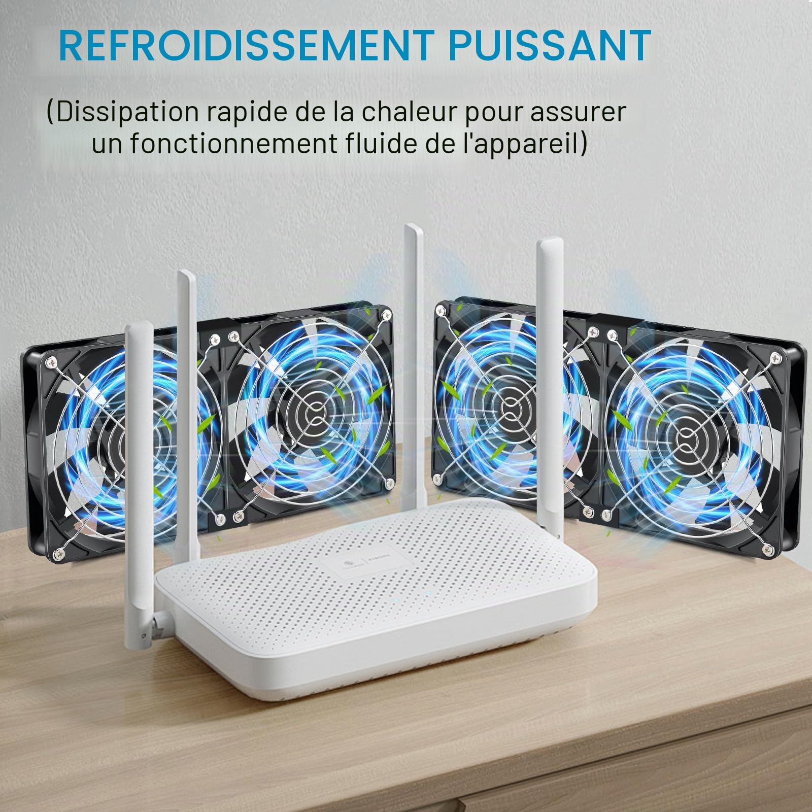 Ventilateur PC 120mm ventilateurs pc silencieux fan 12V avec 3 vitesses réglables, portable pc ventilateur AC 220V - 240V, pour TV, radio, routeur