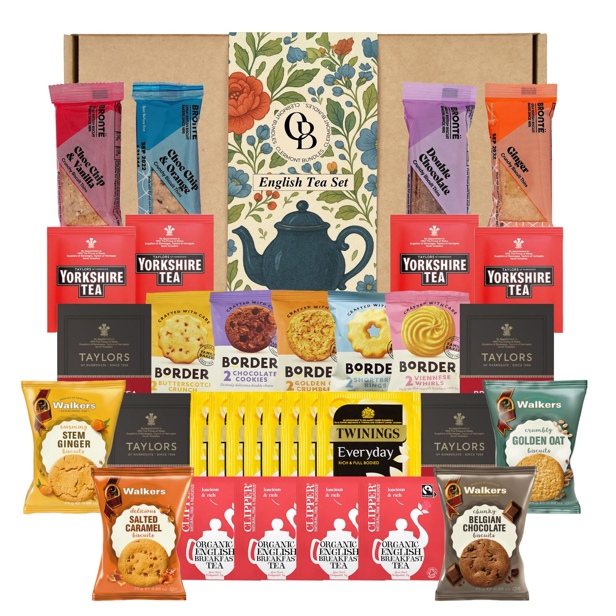 Tea Gift Set and Biscuit Hamper, Packed 33 Items Perfect Tea Afternoon Tea Set for Adults. Featuring 12 Different Biscuits and 21 Tea Bags. The Ideal Afternoon Tea hamper Perfect for Occasions