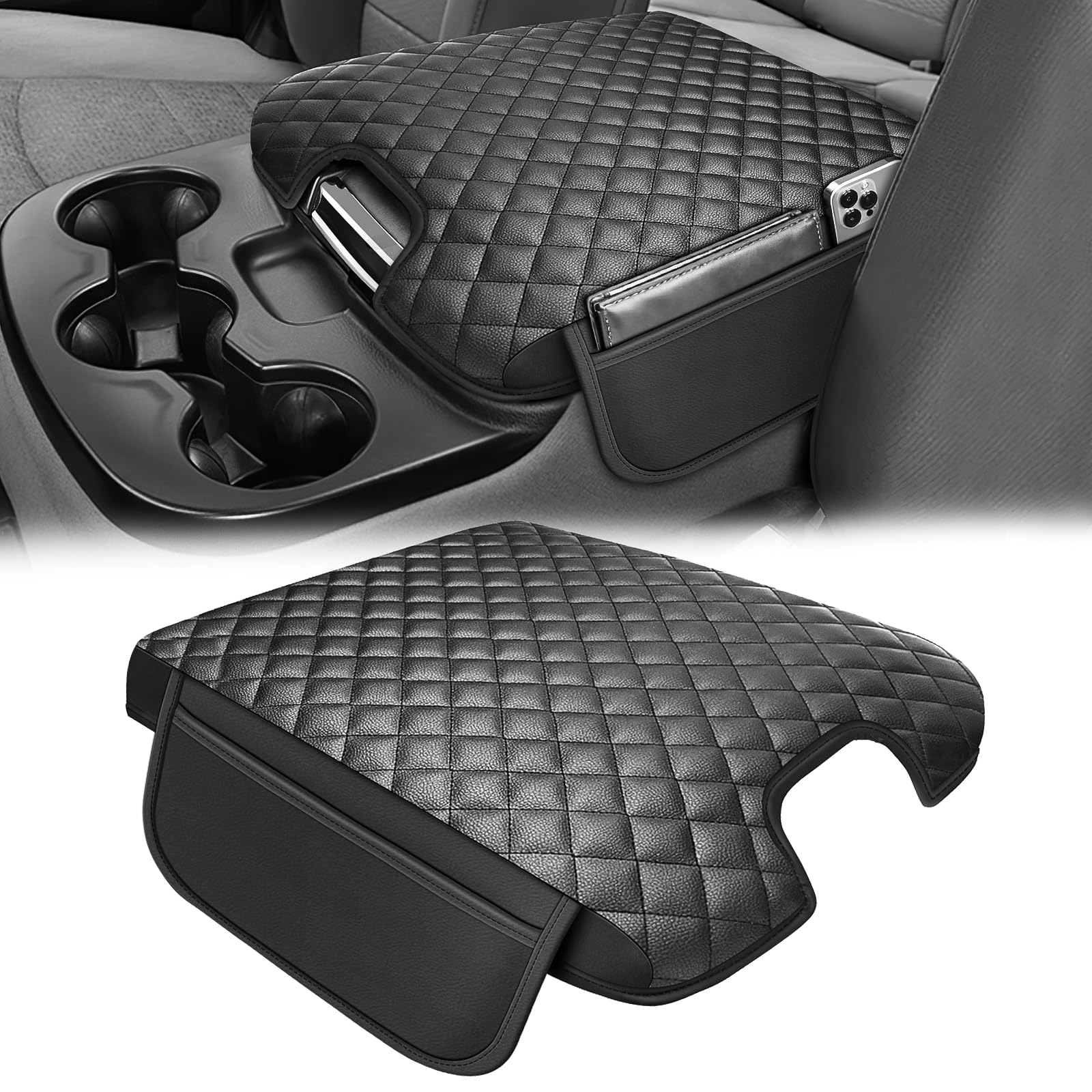 Photo 1 of GAWAF Center Console Cover Fit for 2013-2018 Dodge Ram 1500 & 2013-2024 Ram 2500/3500/1500 Classic Model for Jump Seat Console, Comfortable Armrest Pad, Middle Console Cover with 2 Side Pockets
