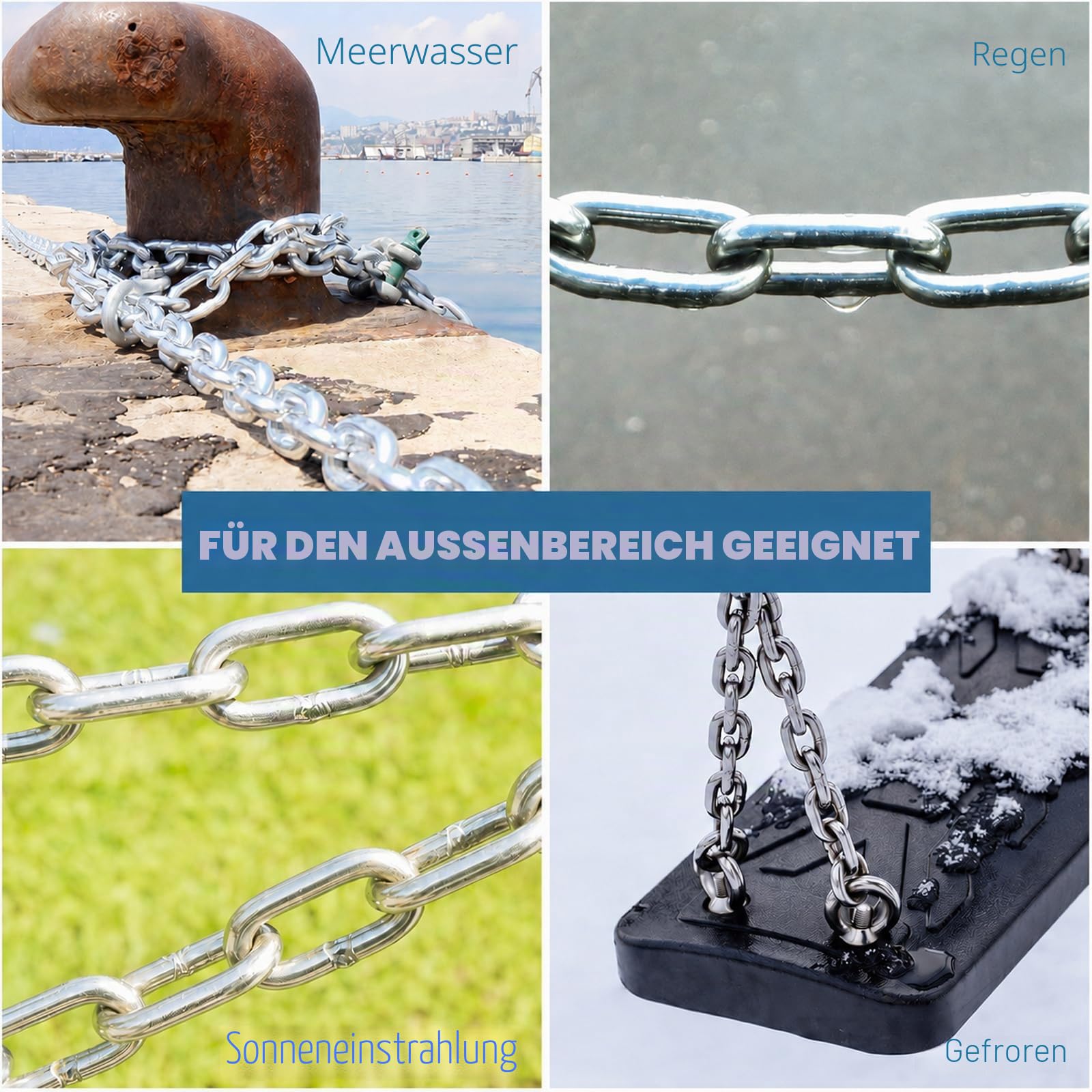 Edelstahl Ketten, 5m 5mm Starke Edelstahlkette Baumarkt in Vielen Längen und Stärken bis 350Kg belastbar für Hundekette, Kette Hängesessel, Absperrketten, Kette Zum Aufhängen, Lampenkette
