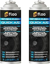Quick A/C – 2x Refrigerant Gas R134a (2x185g) with Check Valve + Gloves | Car Air Conditioning | For Vehicles Up To 2016 | Replacement R134a