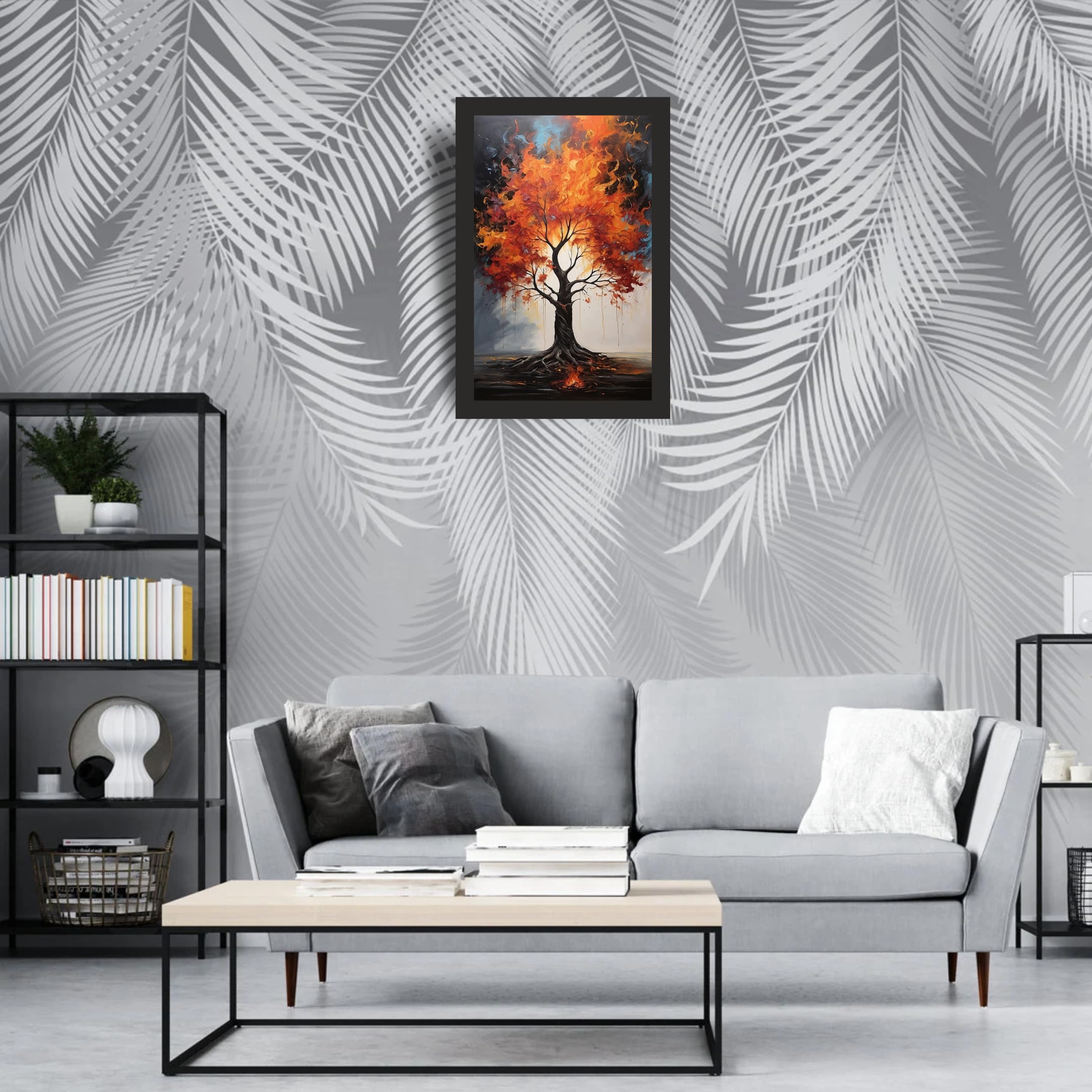 Fiery Tree Wall Art Frame 12x18 Inch
