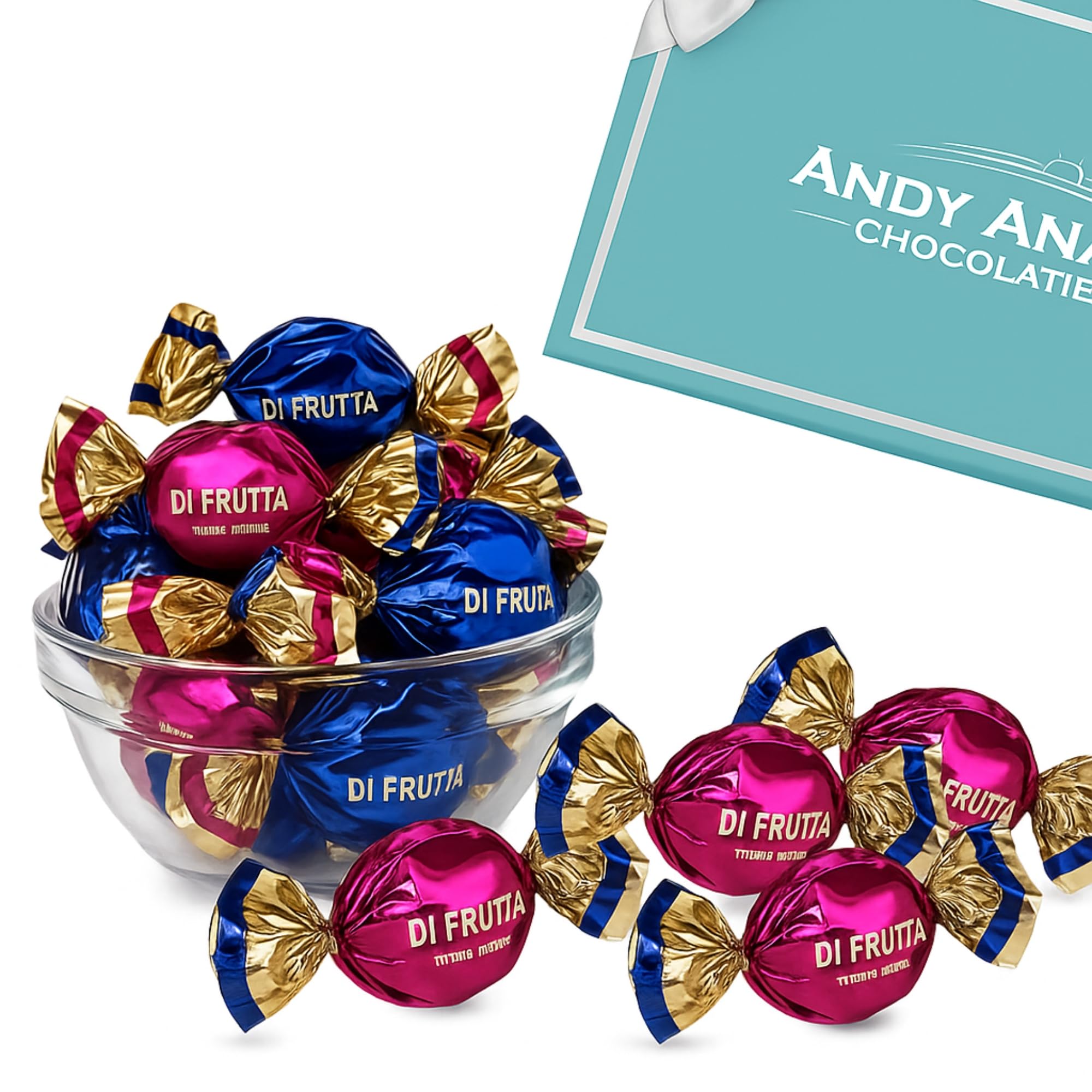 Andy Anand Chocolatier Sugar Free Hard Candy - Made in Italy Fruit Flavored Gluten Free Hard Candy Individually Wrapped Stevia Sweetened Candy Keto & Diabetic friendly Assorted Candy (85 Pcs, 7 Oz)