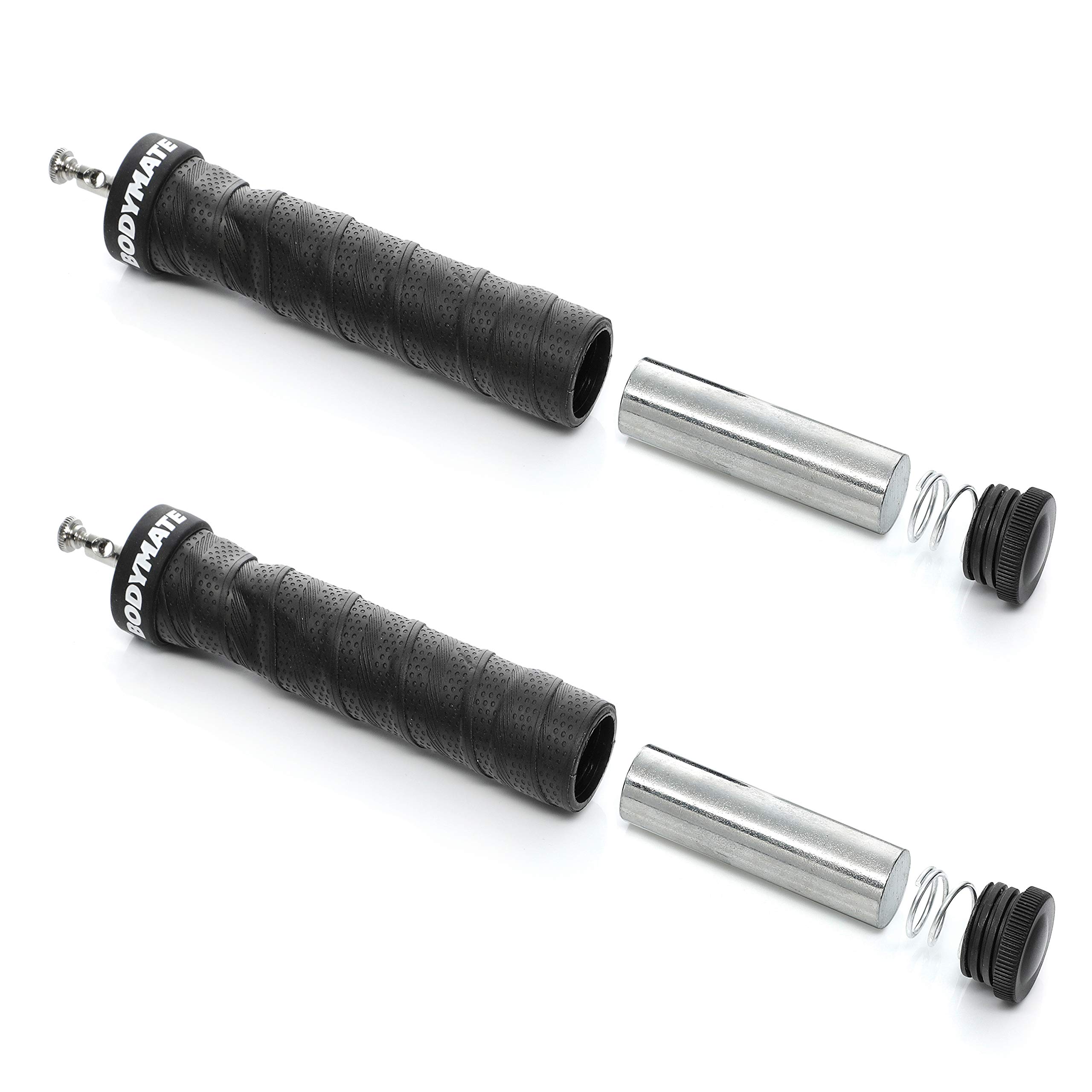 BODYMATE Corda per Saltare Premium con 2 pesi estraibili, Maniglie Antiscivolo, 2 Corde in Acciaio Regolabili con Protezione antiusura - Crossfit, Functional Core, Boxe