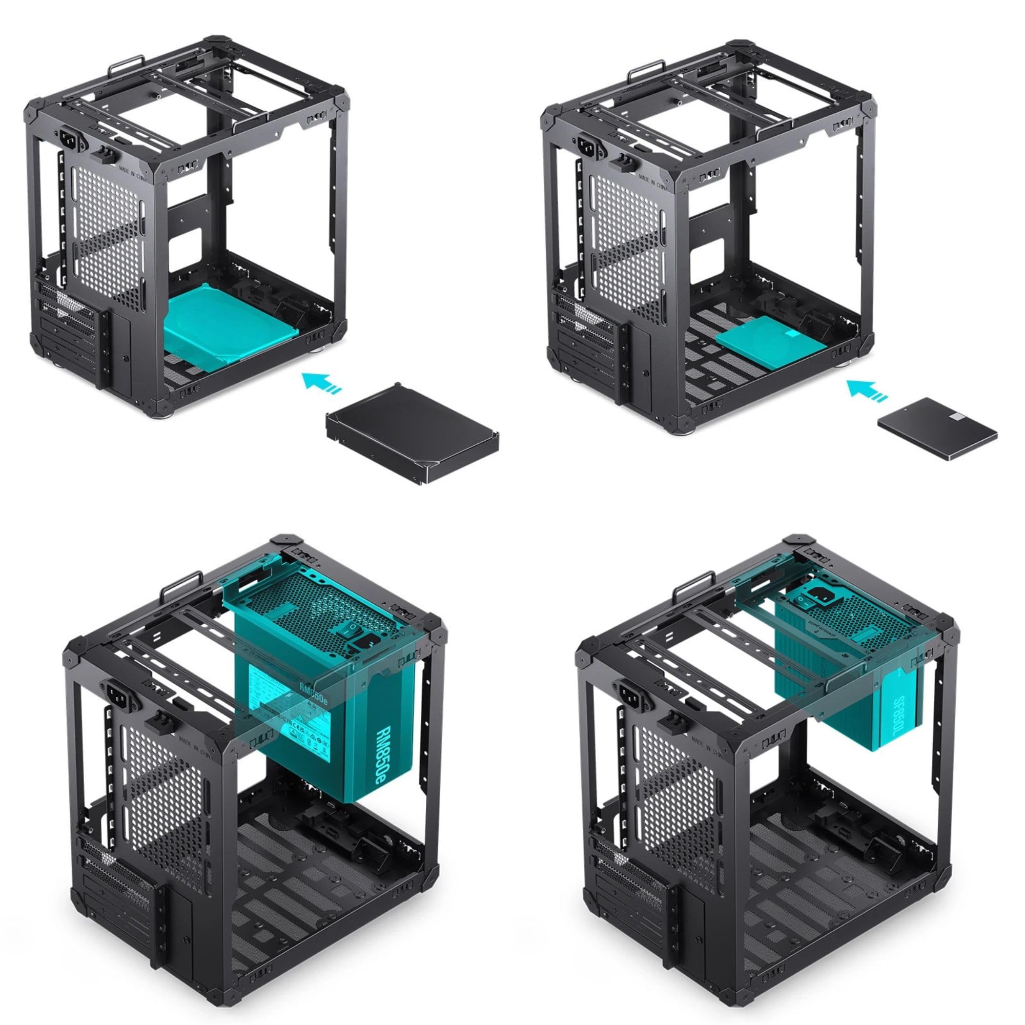 SIMPLETEK - Case Cabinet Compatto per PC Fisso - formato ITX | 1x USB-C 1x USB-A 1x jack | 3x ventole 120 mm