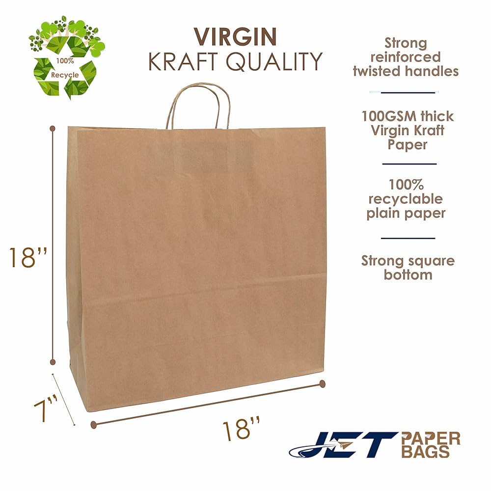 Amazon.com: JET PAPER BAGS - 18x7x18 Inch [25 Pcs] Large