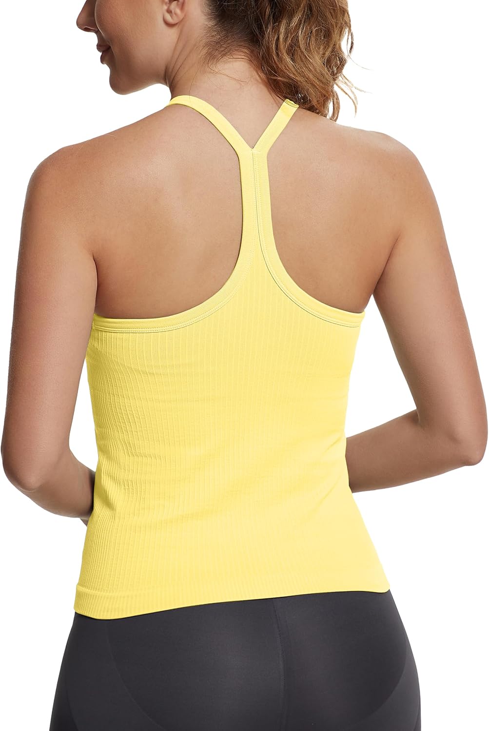 MathCat Seamless Workout Tank Tops with Built in Bra，Racerback Athletic Tank Tops Ribbed Soft Yoga Shirts XS-XL