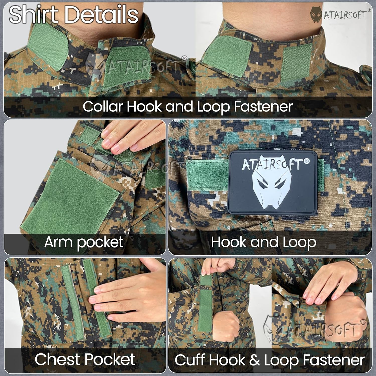 Tactical Military Camo BDU Uniform Set for Men Combat Shirt & Pants Ripstop Apparel for Outdoor Hunting Airsoft Paintball
