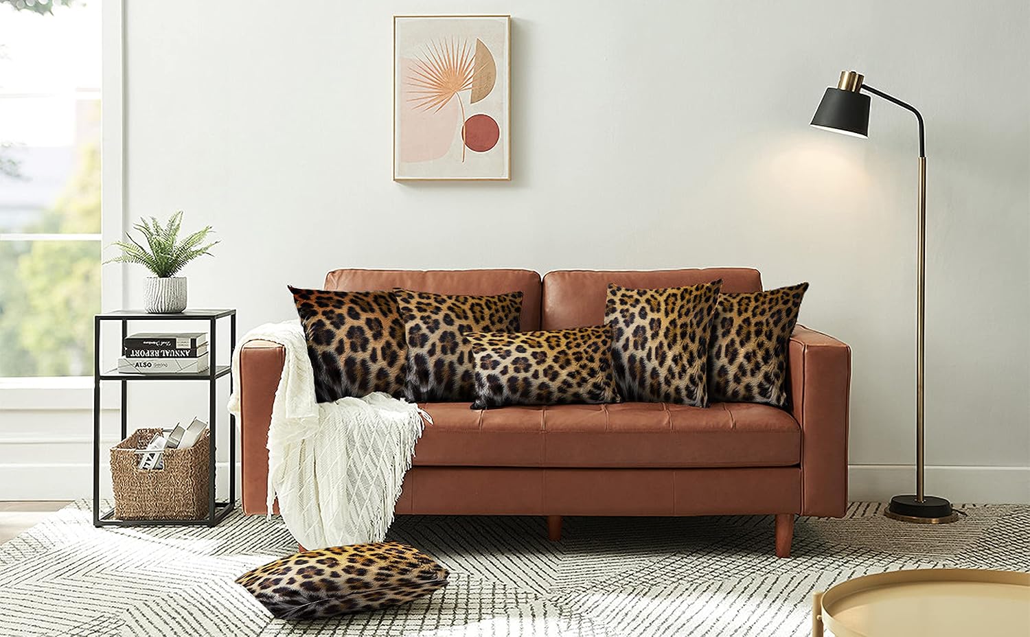 Leopard Throw Pillow Covers, Body Pillow Cover Cushion Rectangle Pillow Cover Beautiful Leopard Pattern Print Abstract Africa Animal Couch Pillow Cover for Living Room 12 x 20 inch, Brown