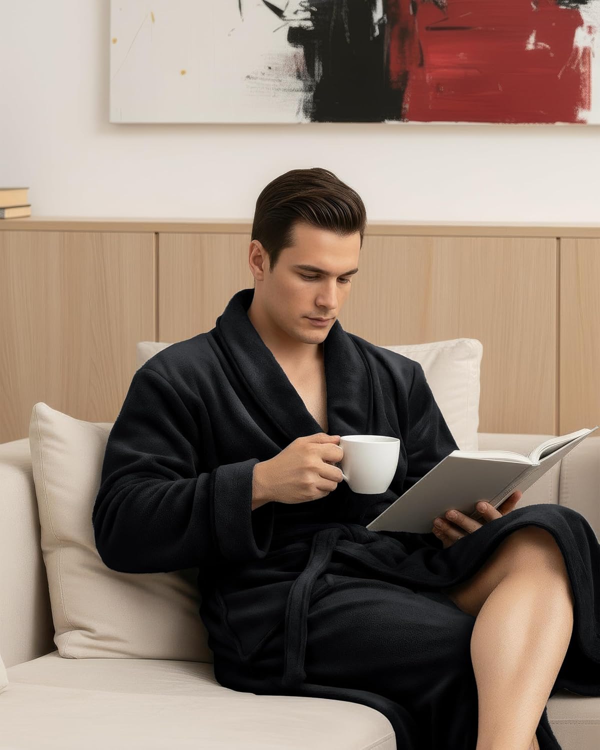 NY Threads Mens Robe, Luxury Plush Fleece Mens Bathrobe, Spa Bath Robe for Men - Image 4
