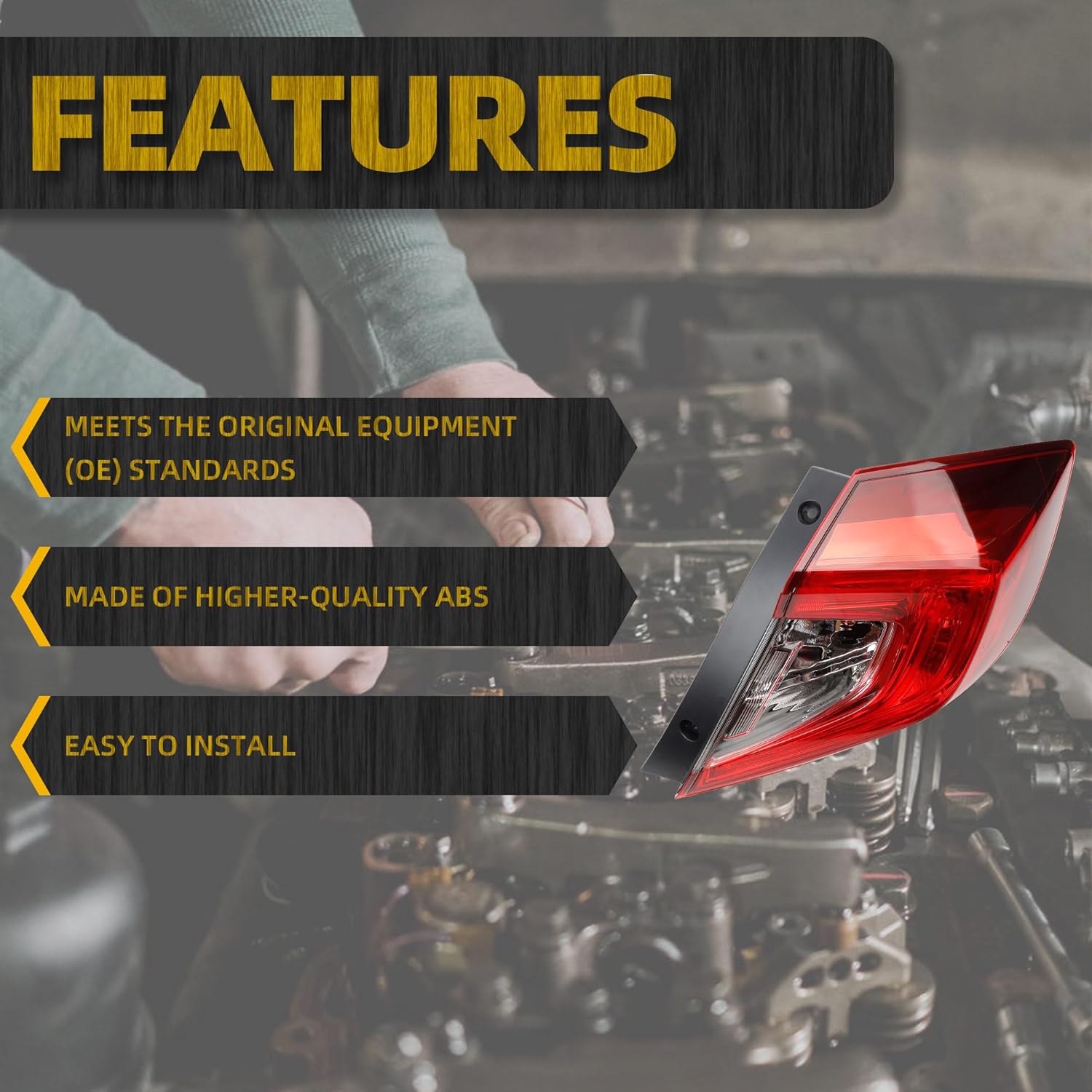 Dasbecan Outer Taillight Right Side Tail Lamp Compatible with Honda Civic Sedan 2016 2017 2018 2019 2020 Replace HO2805110 33500-TBA-A01 Brake Taillight