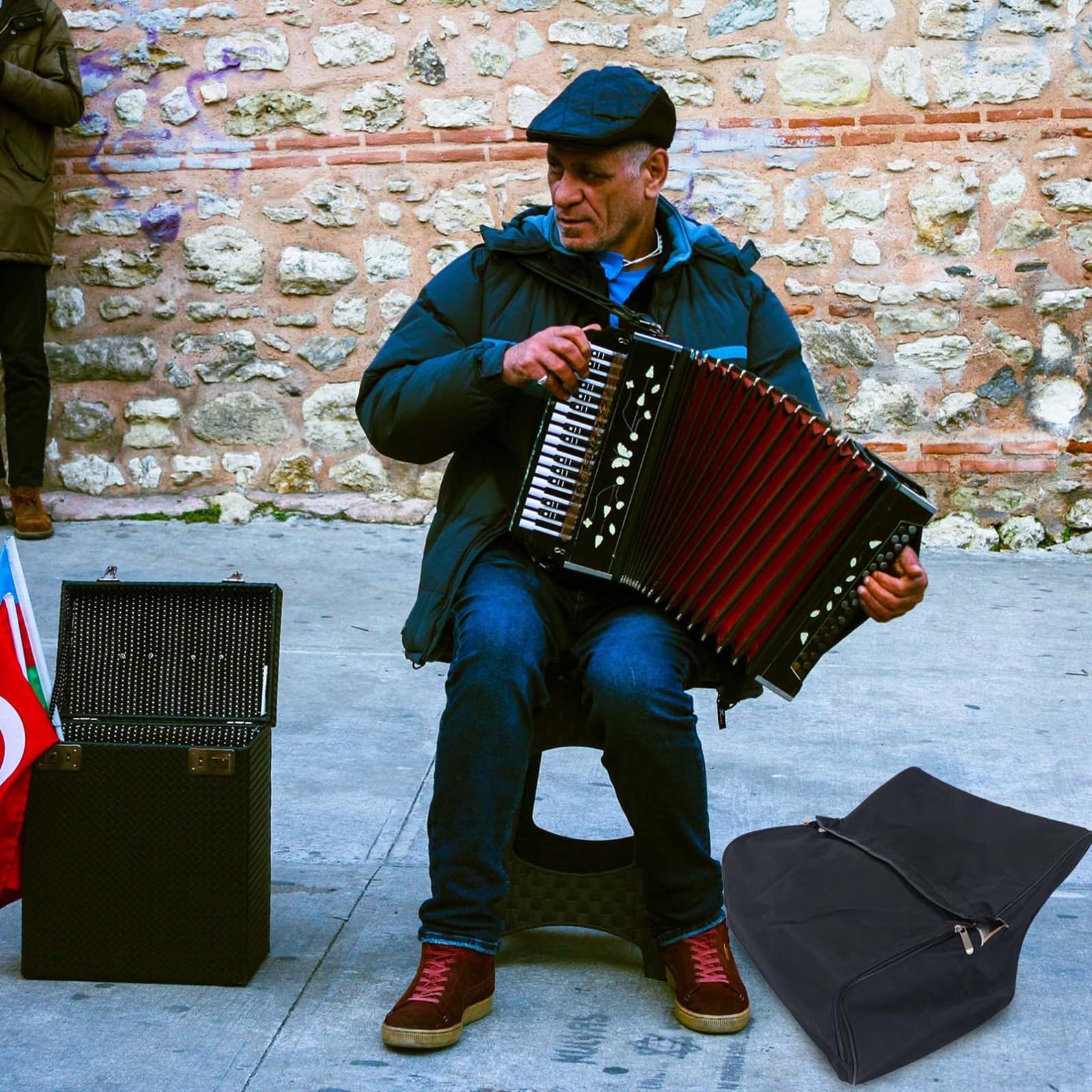 Borsa per Fisarmonica Oxford Nero, Tracolla Regolabile