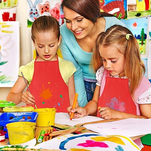 Miniatura 4 de KUUQA Paquete de 1624303640 delantales de arte para niños a granel delantales de pintura para aula, suministros de fiesta