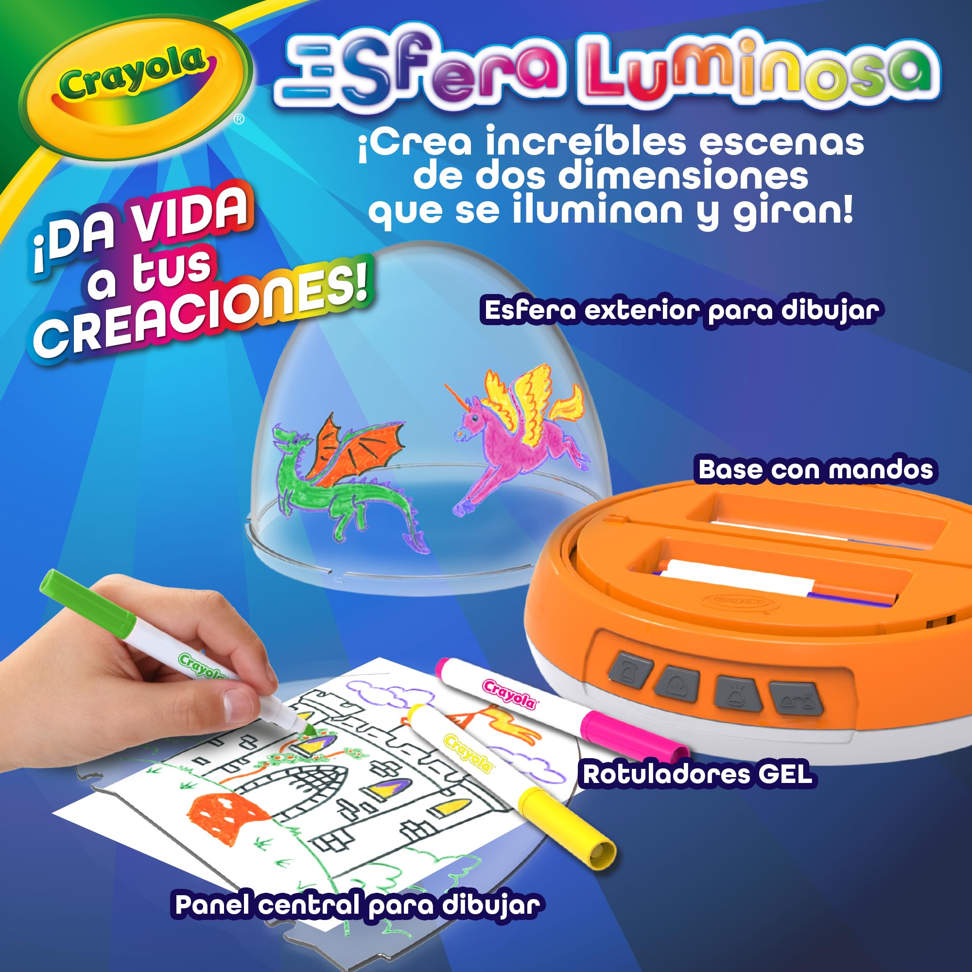 CRAYOLA - Esfera Luminosa, Juego Motorizado con Luces y Movimiento para Crear Dibujos en dos Niveles, Actividad Creativa y Regalo para Niños, a partir de 6 años, 25-5985