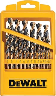 DEWALT Drill Bit Set 29 Pc Black and Gold, High Speed Steel, Split Point, Black Oxide Coating, Optimized Helix, Stronger Core Bit Set for Drill (DWA1189)