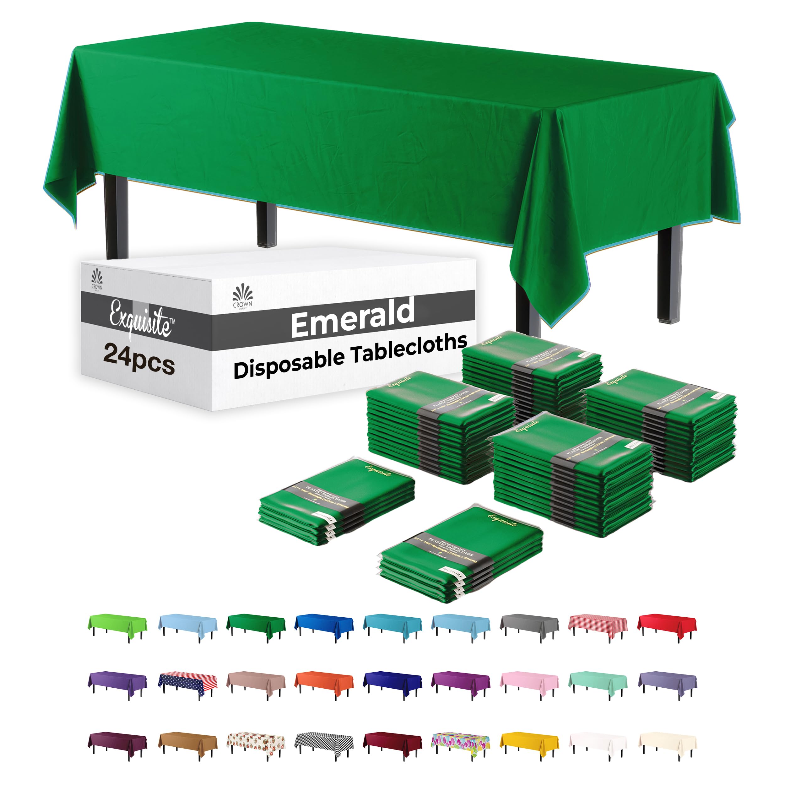 2-Pack Green Disposable Plastic Tablecloths - 54 X 108 Inch Table Covers For Parties And Events