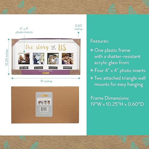Miniatura 4 de Kate & Milo Marco de fotos de collage de boda con texto en inglés "The Story of Us", recuerdo de nuestra historia de amor, compromiso, despedida de