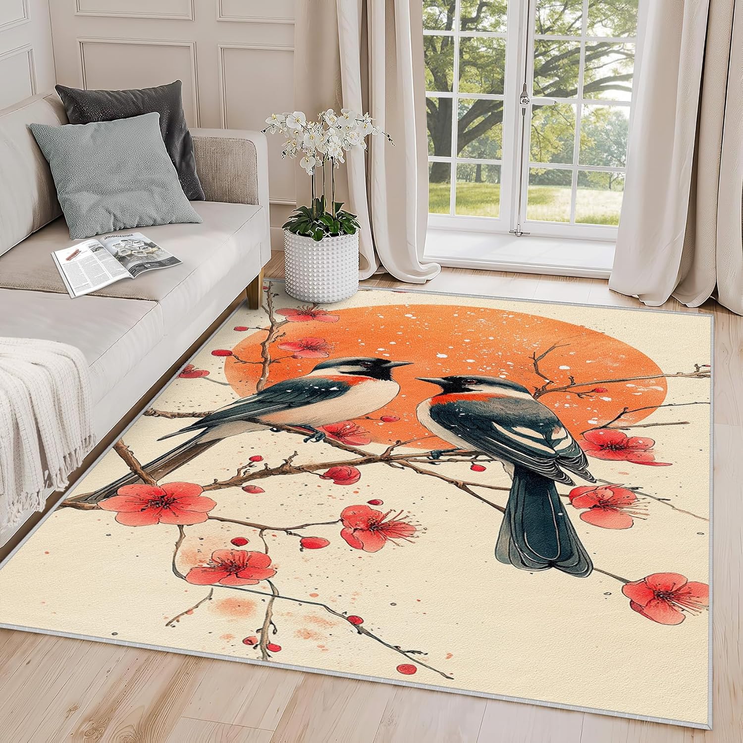 Parrot Rugs for Living Room - Parrot Rug, 2x3 Rug, Tropical Bird Macaw Area Rug, Animal Jungle Theme Door Mat, Washable & Non Slip & Soft Small Carpet, Parrot Home Decor