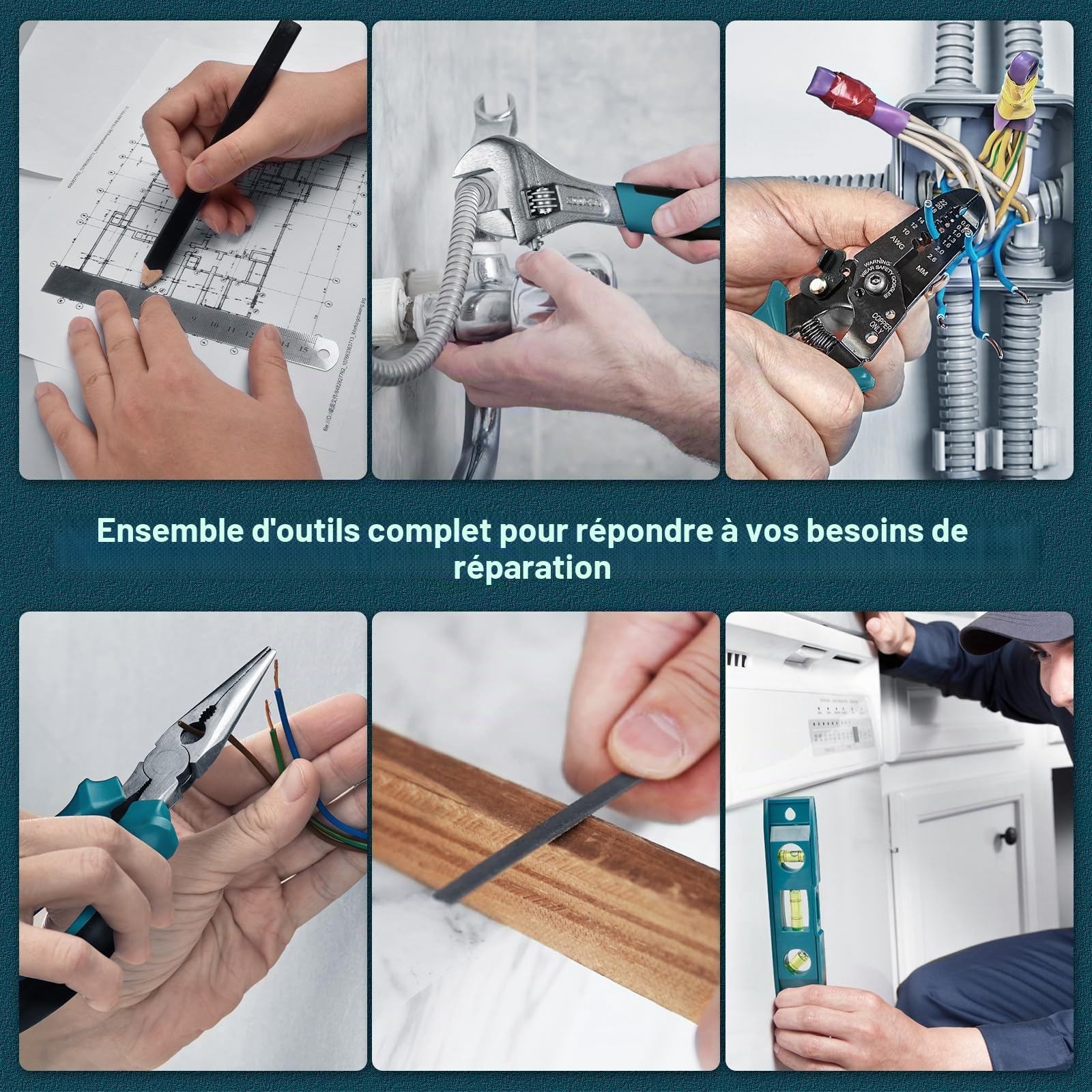 Sundpey 379 pièces Kit d'outils pour la maison – Ensemble complet d'outils de réparation domestique et automobile
