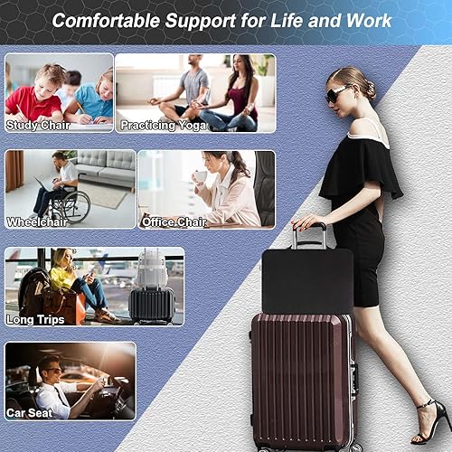 Miniatura 3 de Airllantry Cojín de asiento de gel para sentarse durante mucho tiempo, dolor de espalda, ciática, almohadilla de alivio del dolor del coxis, cojín