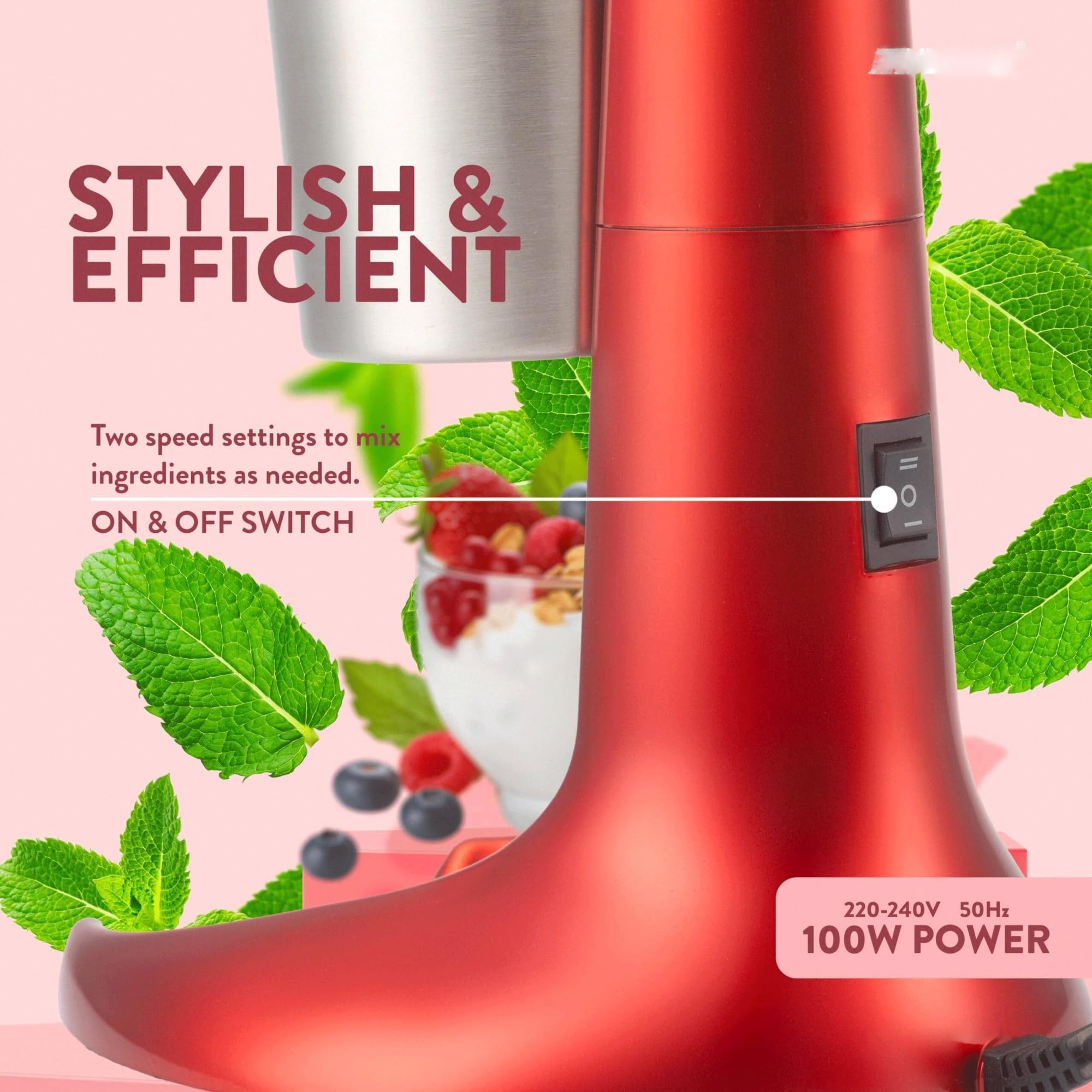 Ekspres do koktajli mlecznych z silnikiem 100 W, kubek ze stali nierdzewnej 500 ml, 2 prędkości do koktajli proteinowych, frappów, omletów, koktajli i innych
