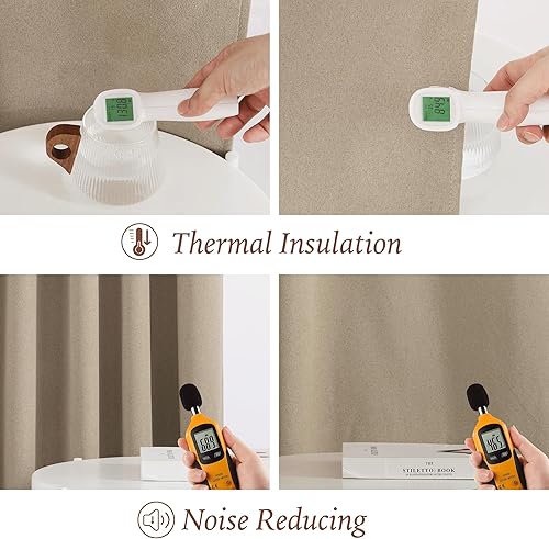 Miniatura 7 de StangH Cortinas 100% opacas de lino sintético de 84 pulgadas de largo, juego de 2 paneles de cortinas de ventana con aislamiento térmico para