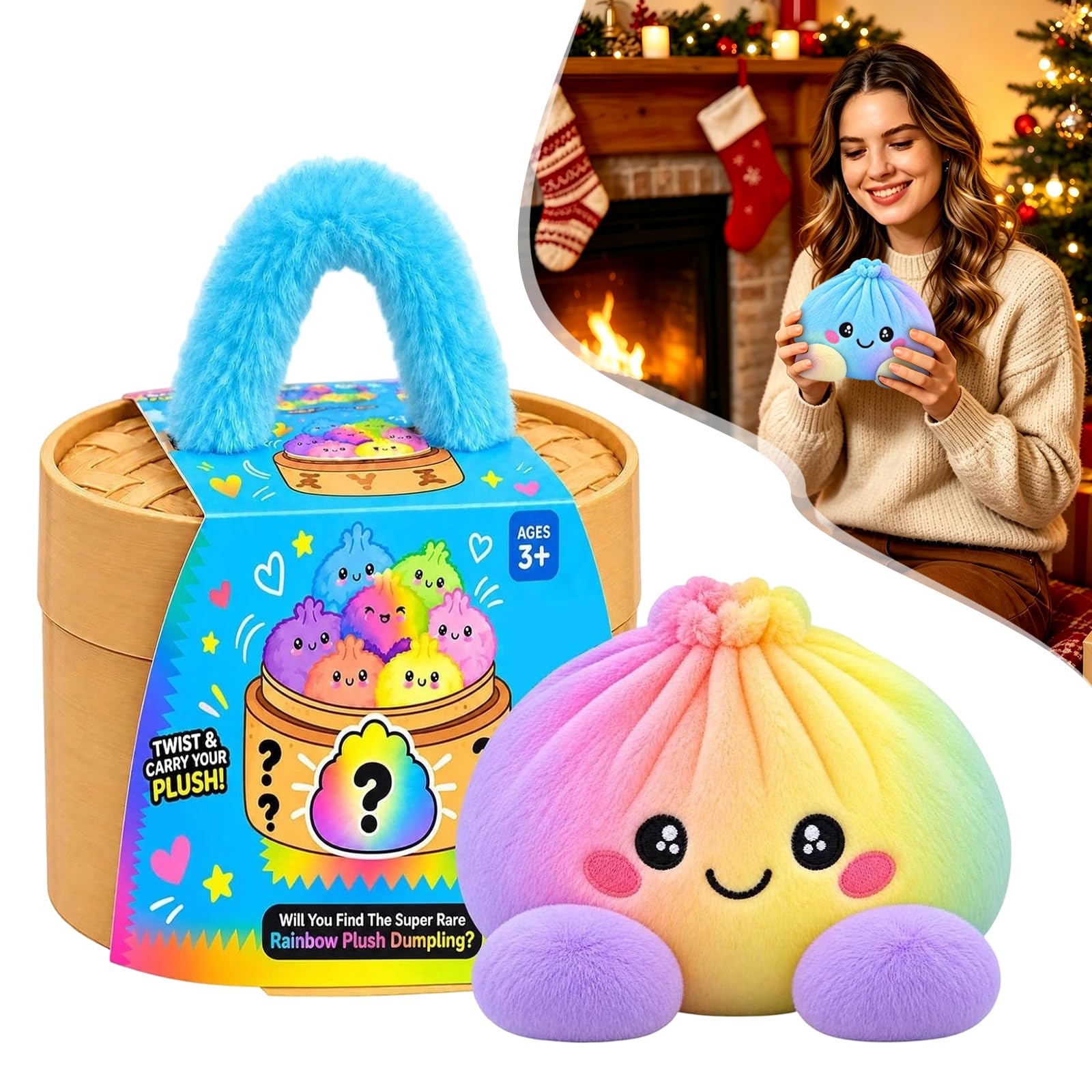 Dumpling Kuscheltier Niedlich Weich Plüschtiere Avec Bambus Dampfgarer，A