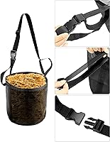 Vista 5 de QWORK Paquete de 2 bolsas de alimentación para caballos para grano, alimentador de grano de malla duradera con correa ajustable, cómoda almohadilla
