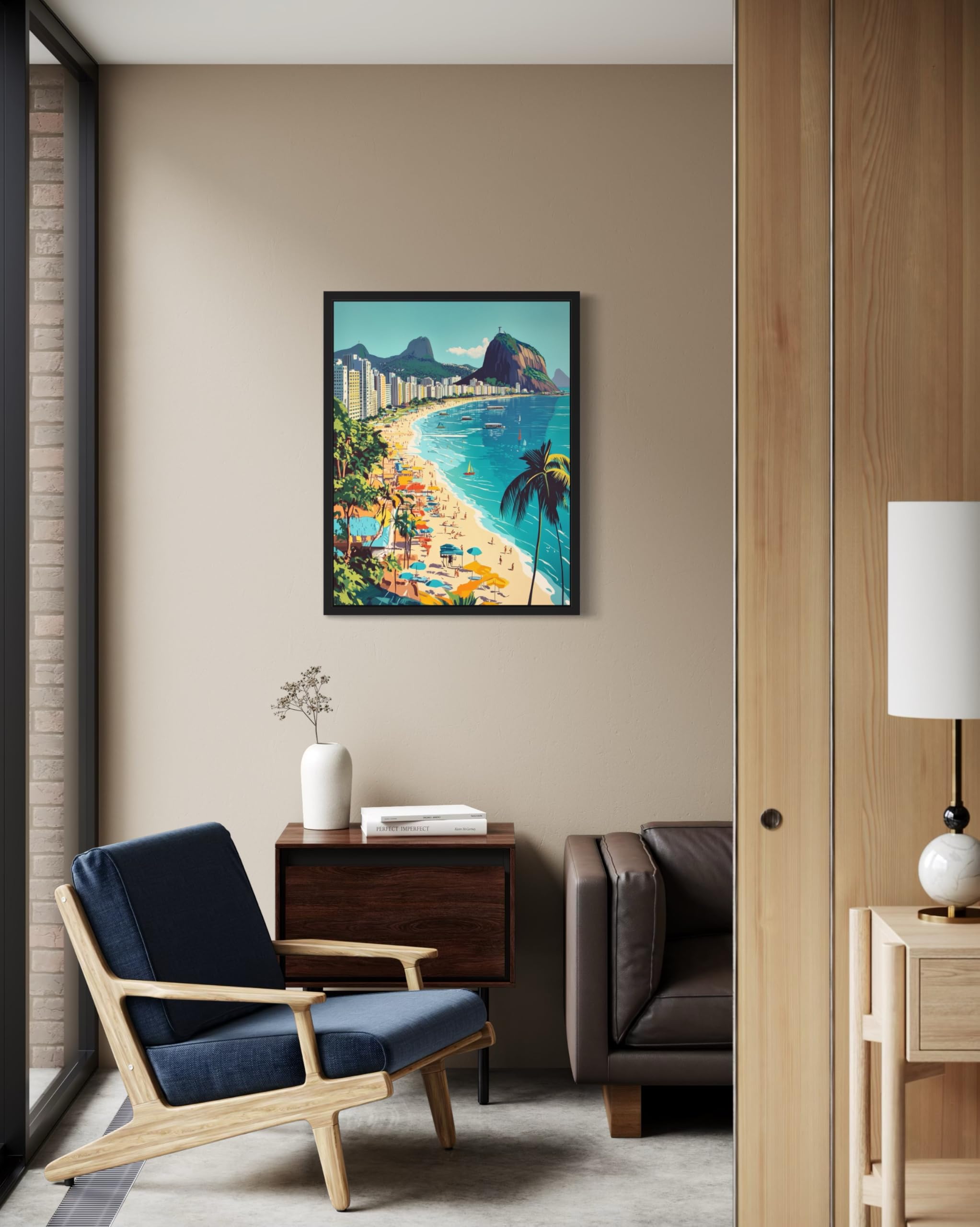 Poster Muur Art Print Vintage Landschap Boom en Zon Vakantie Reis Schilderen Foto's Voor Home Decor Woonkamer 70x122cm (27x48) Niet ingelijst