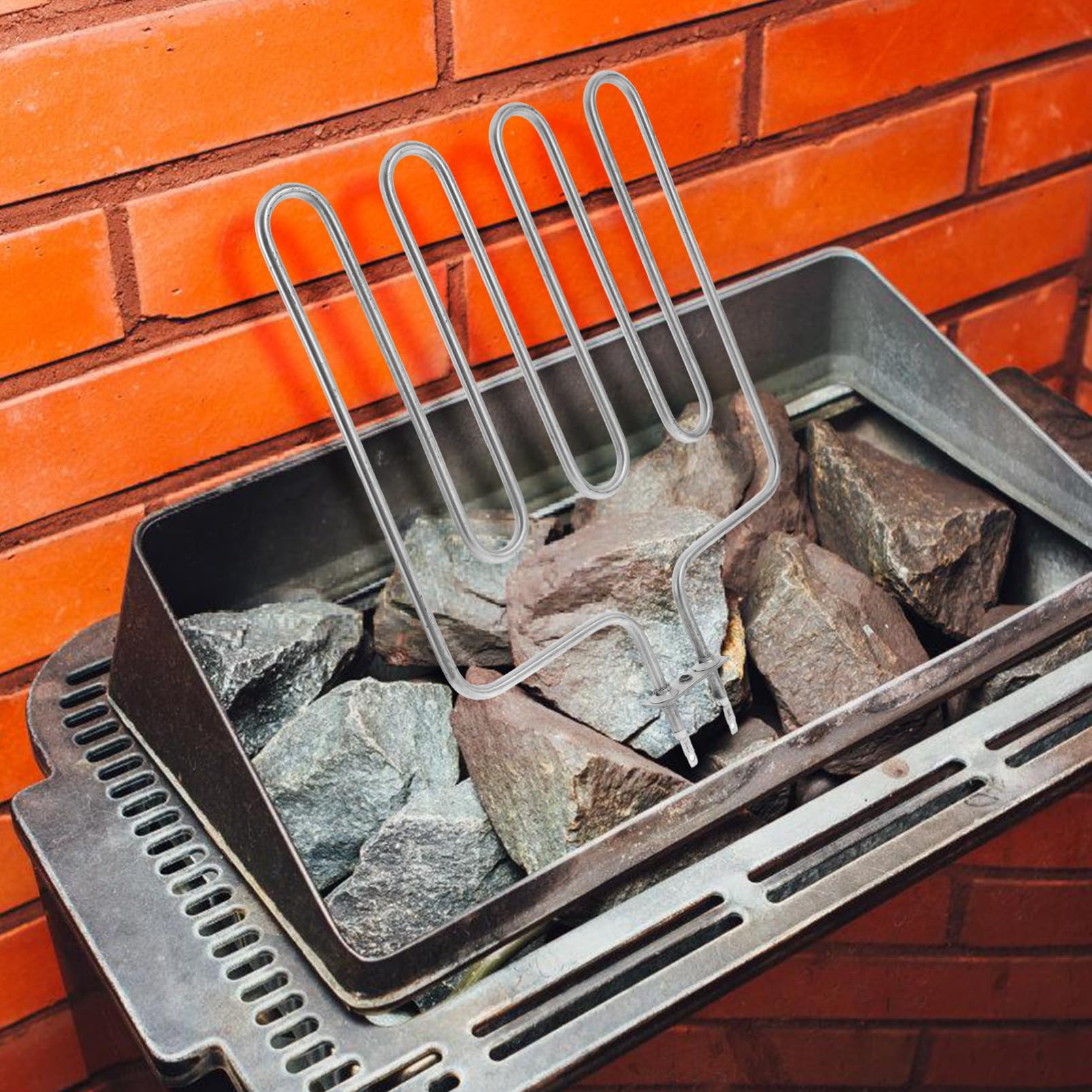 ifundom Elemento Calefactor de Sauna de Acero Inoxidable, Compacto, Plata