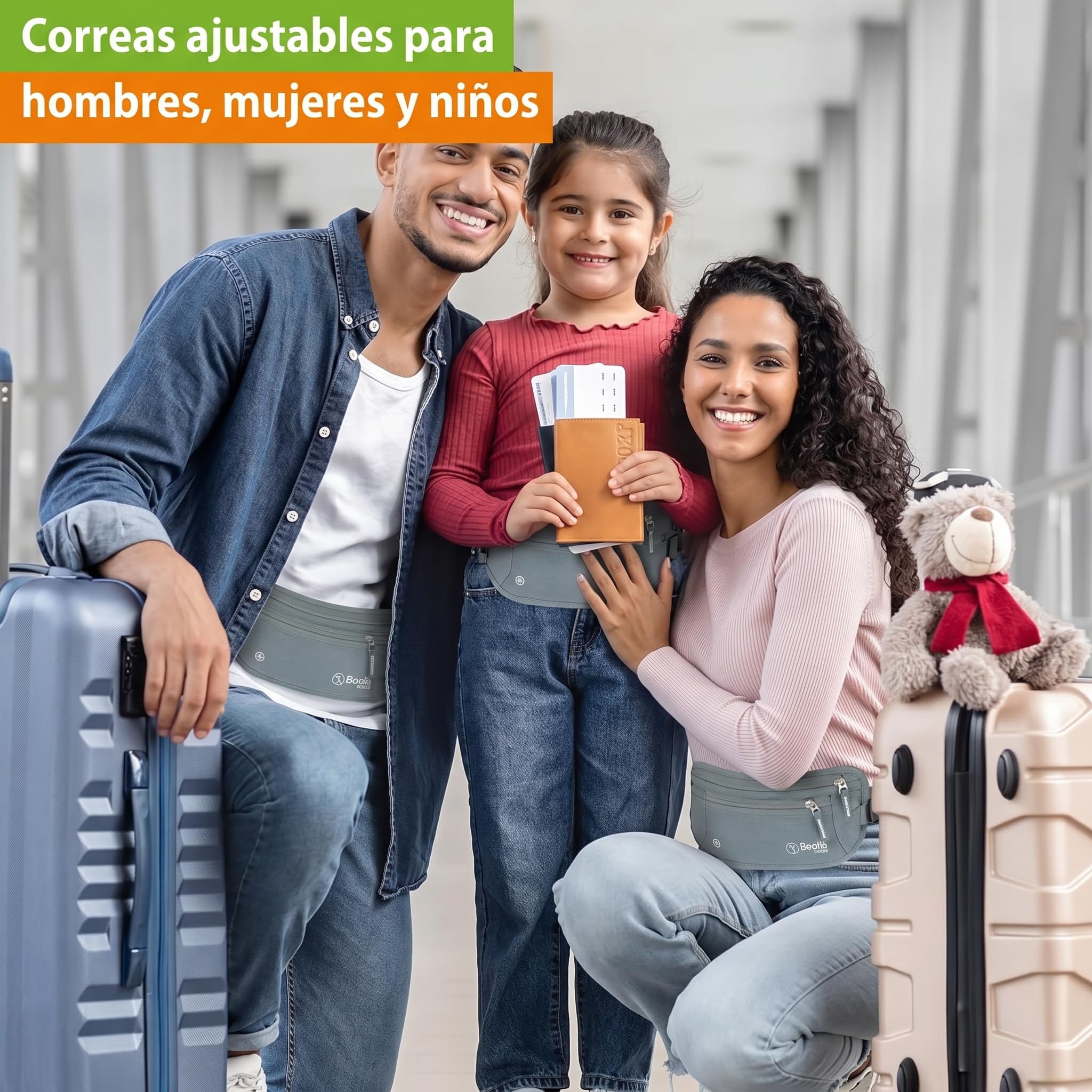 Boxiki Travel Hidden Money Belt para Hombres y Mujeres - Cinturón de Cintura con Bloqueo RFID para Pasaporte, Billetera y Teléfono - Seguro para Viajar