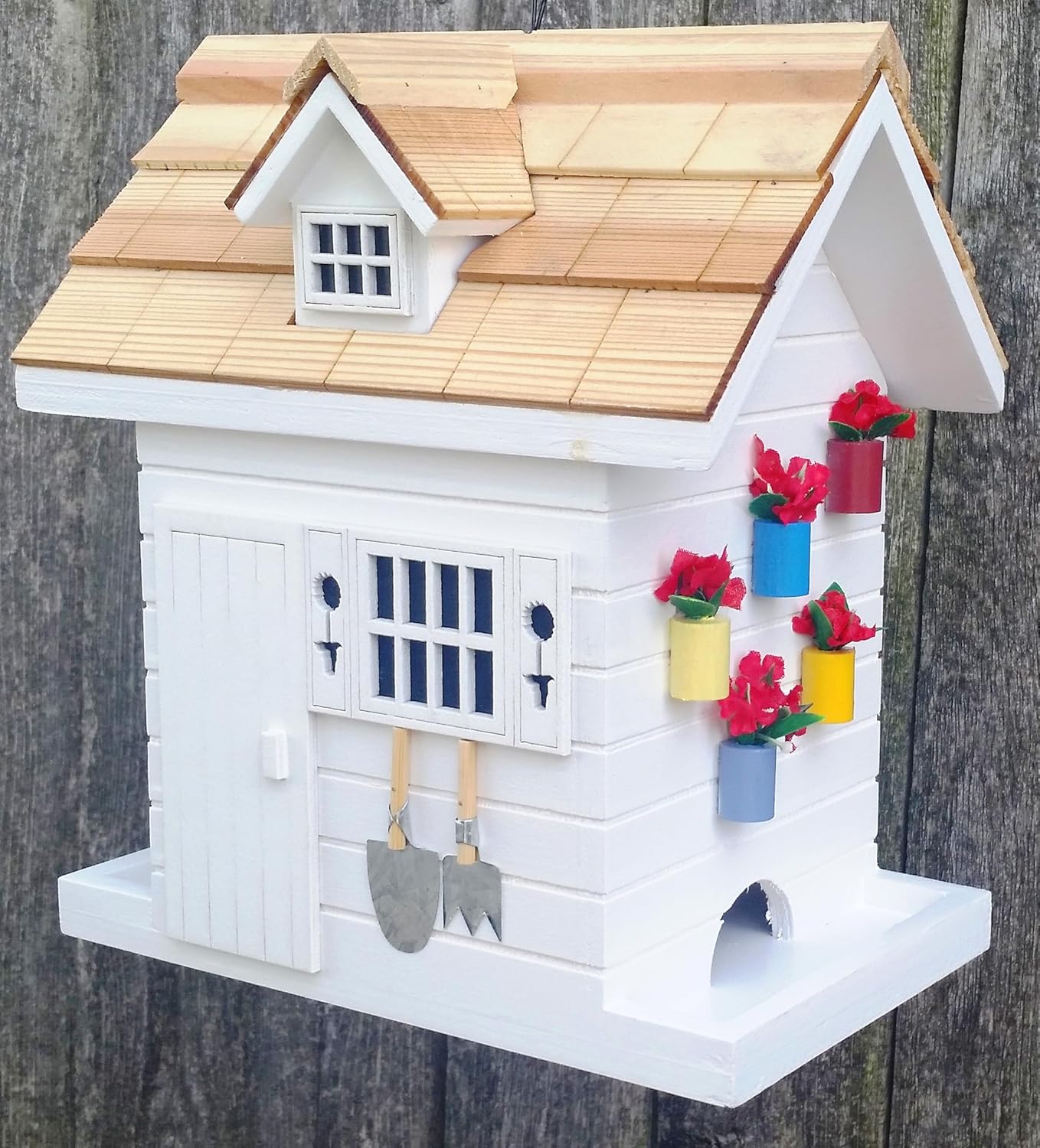 Home Bazaar Hand-Made Potting Shed White Bird House - Small Bird House - Home Decor