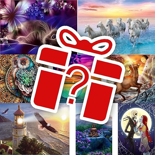 Focart Paquete de 10 pinturas misteriosas de diamantes kits de arte de diamantes al azar 5D manualidades de bricolaje para decoración de pared del